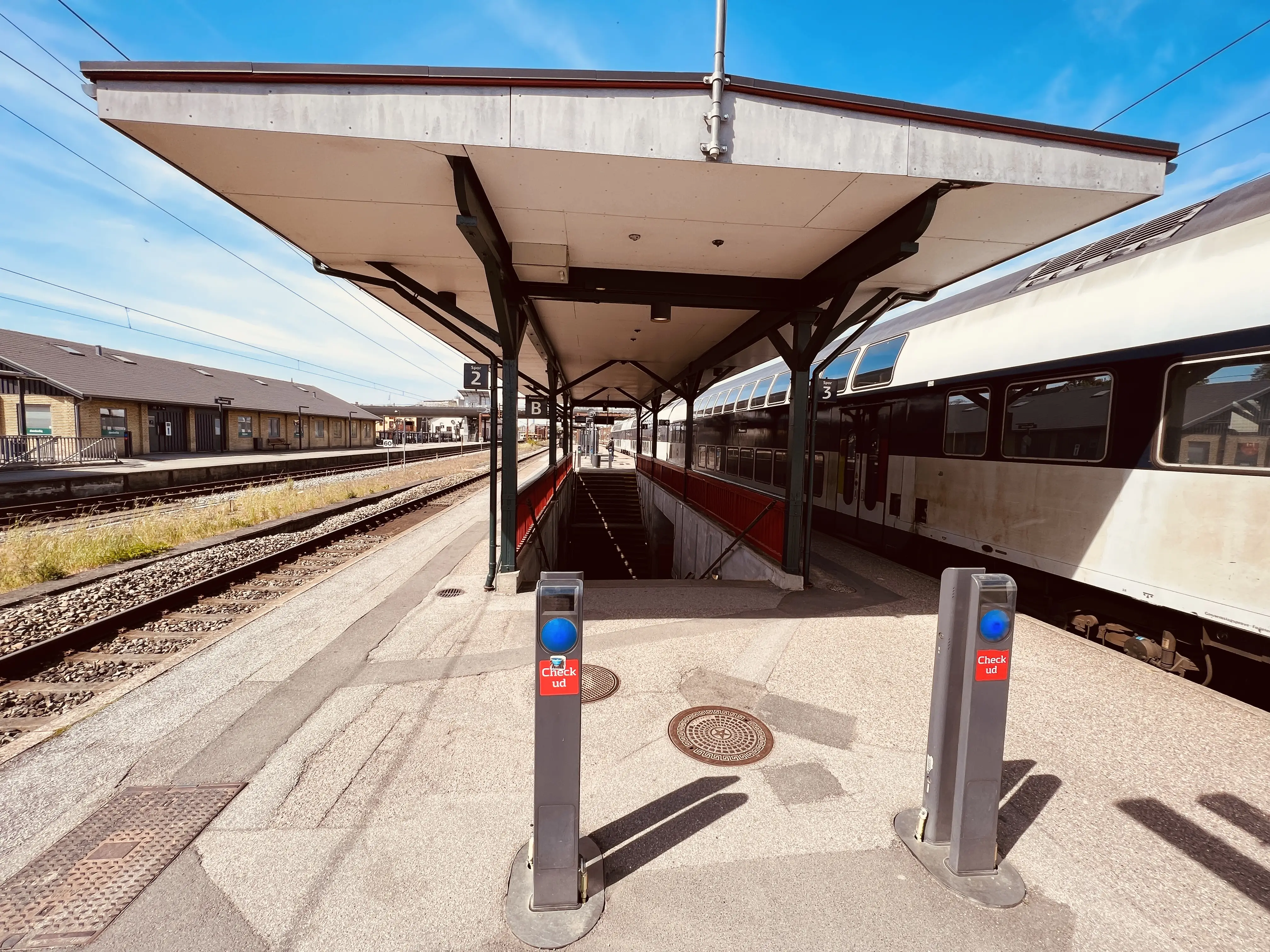 Billede af tog ud for Næstved Station.