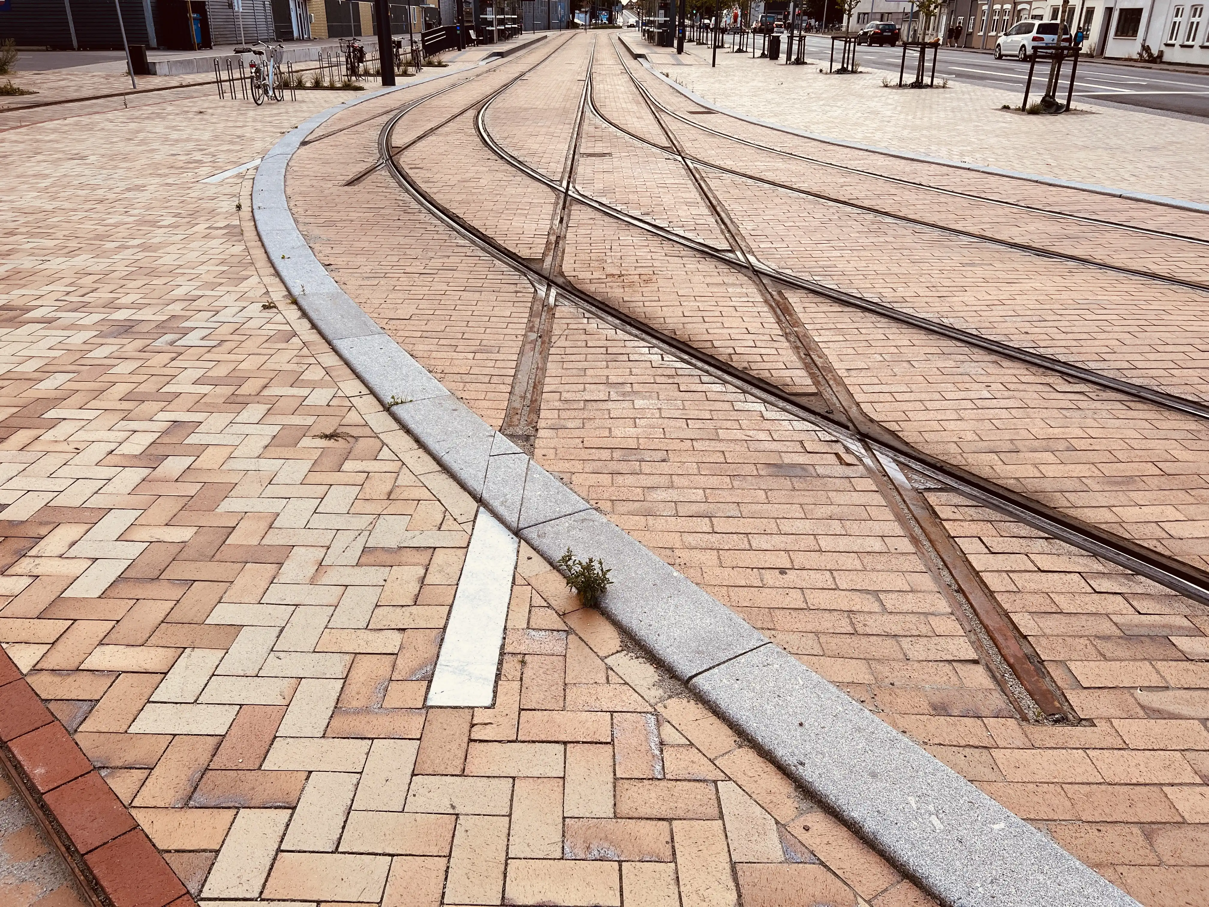 Billede af sporudfletningen for Letbaneetape 2 på Vesterbro Letbanestation.