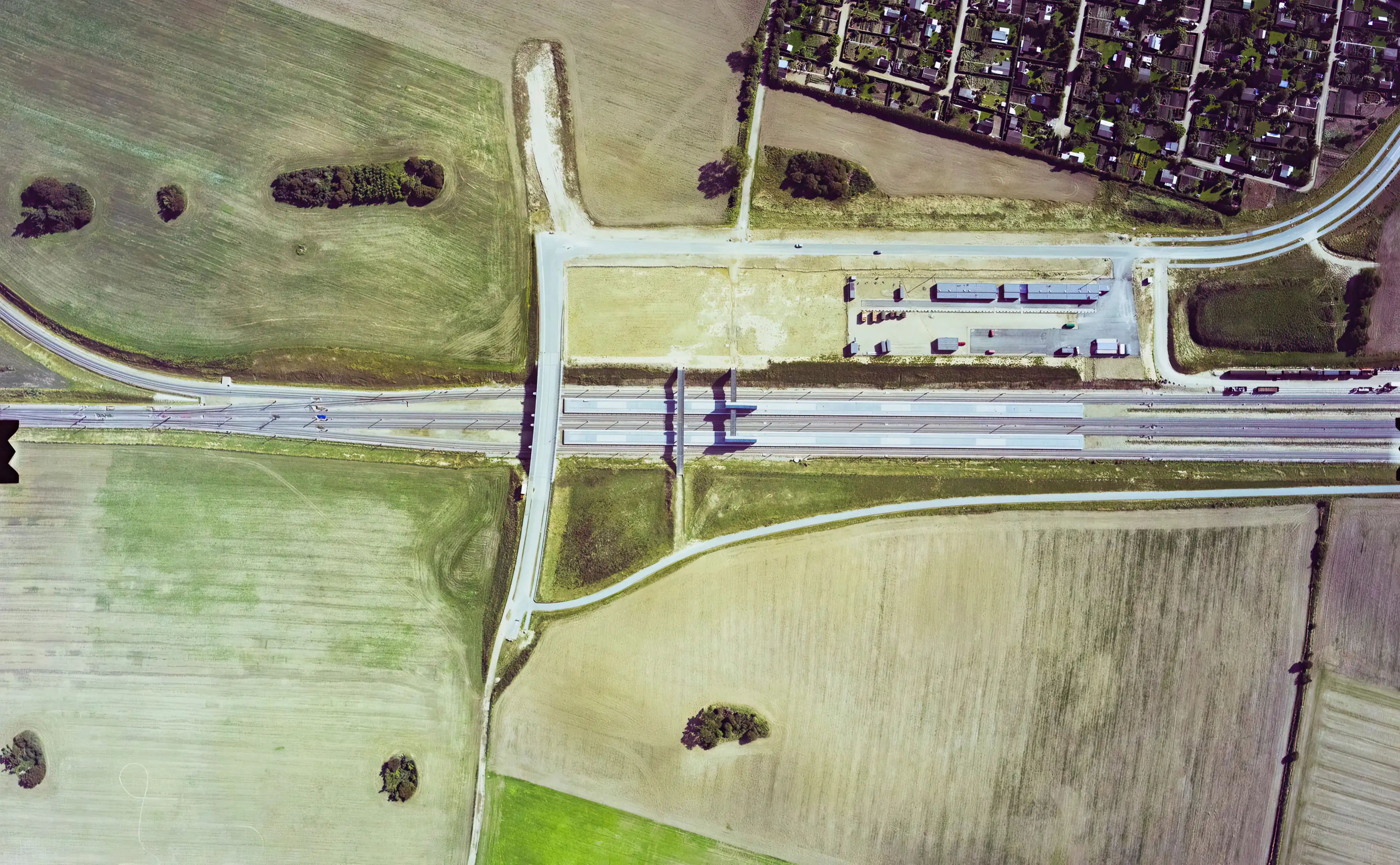 Billede af Korsør Station under opførsel. Billede af Korsør Station under opførsel.
