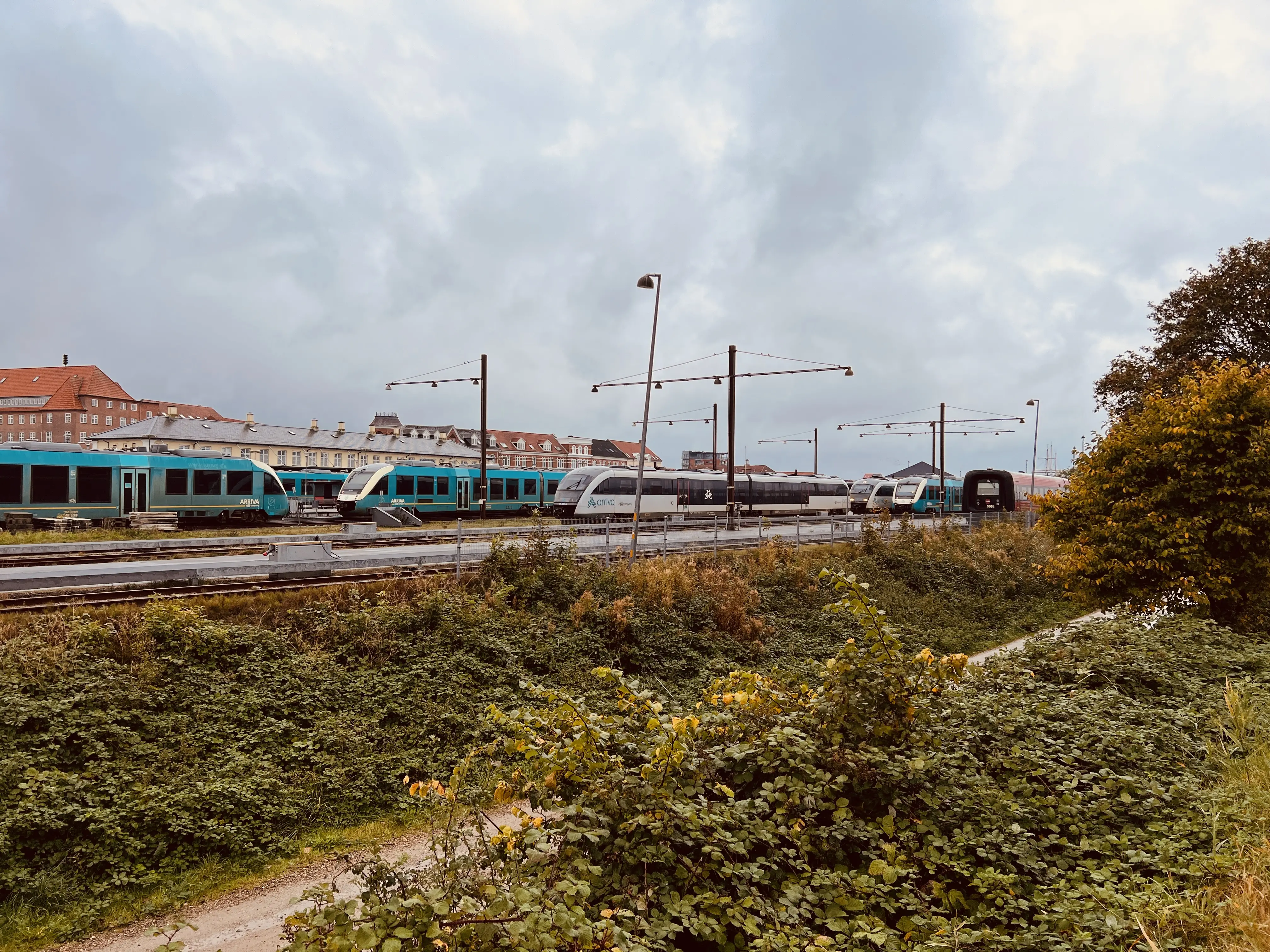 Billede af tog ud for Struer Station. Billede af tog ud for Struer Station.