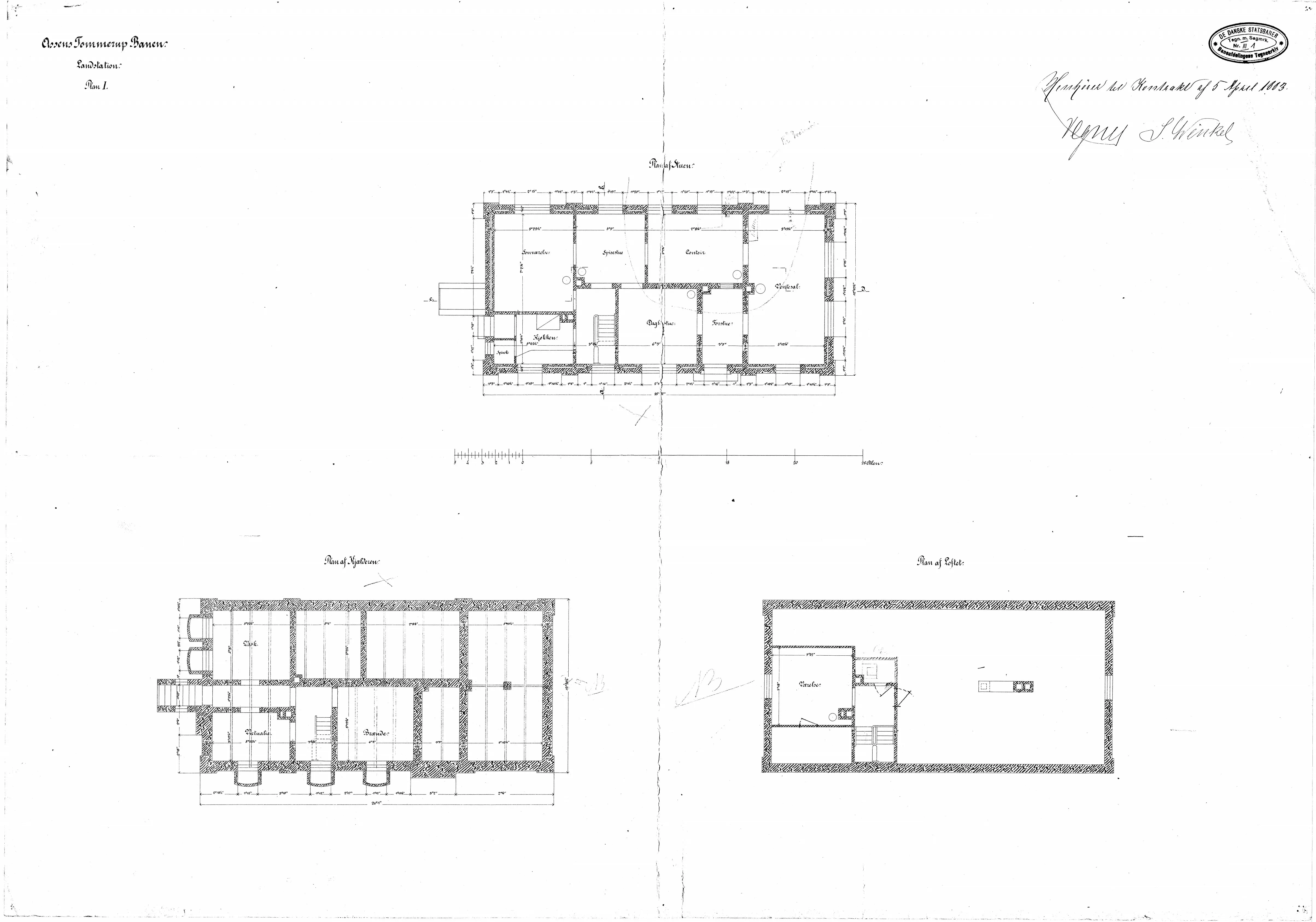 Tegning af Glamsbjerg Station. Tegning af Glamsbjerg Station.