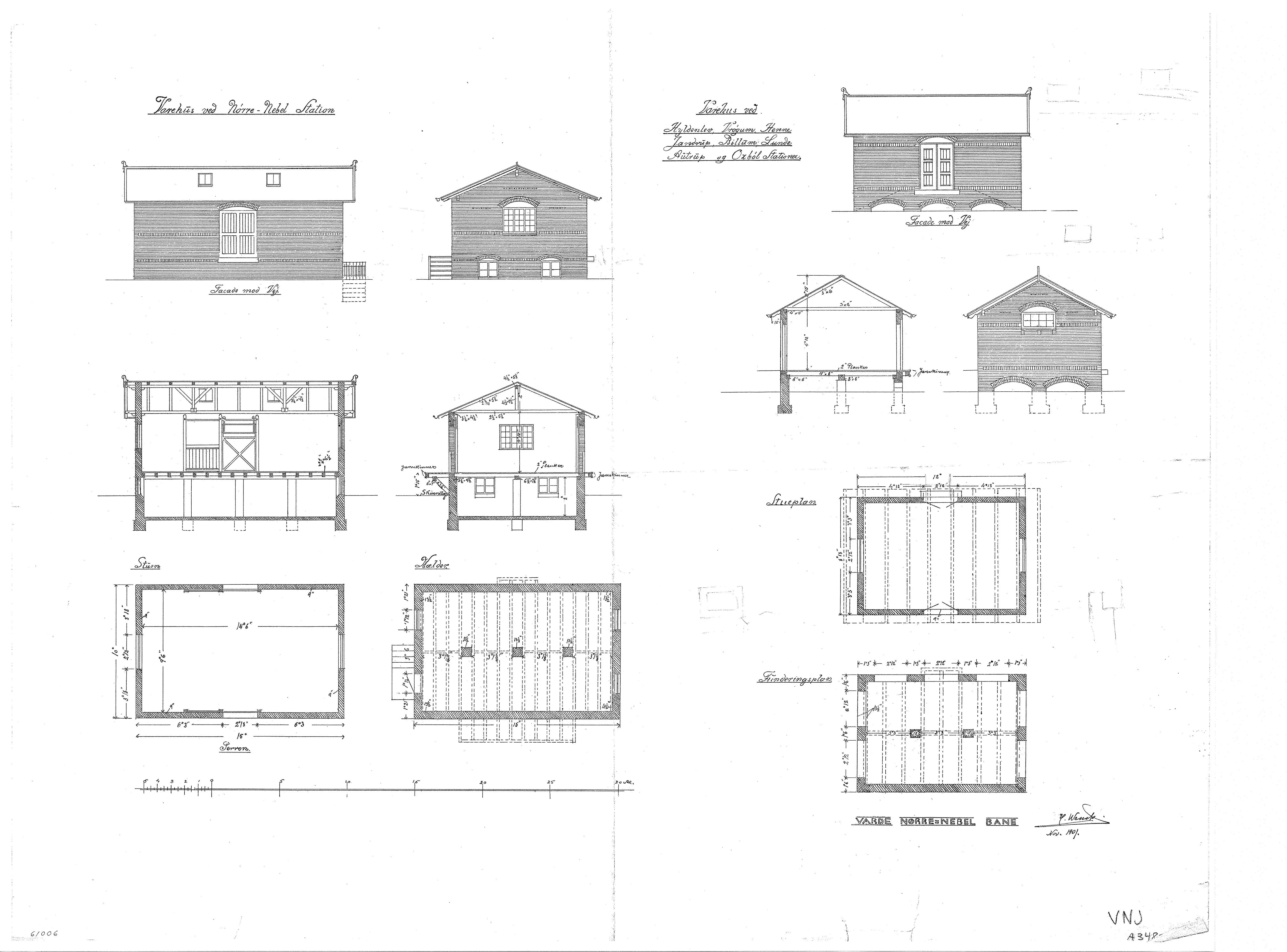 Tegning af Hyllerslev Stations varehus. Tegning af Hyllerslev Stations varehus.