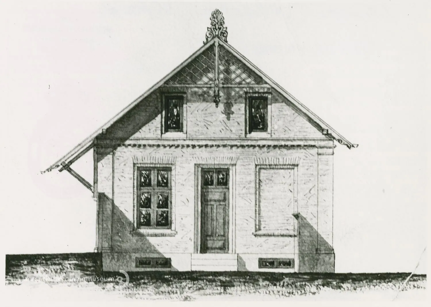 Tegning af Herlev Station. Tegning af Herlev Station.