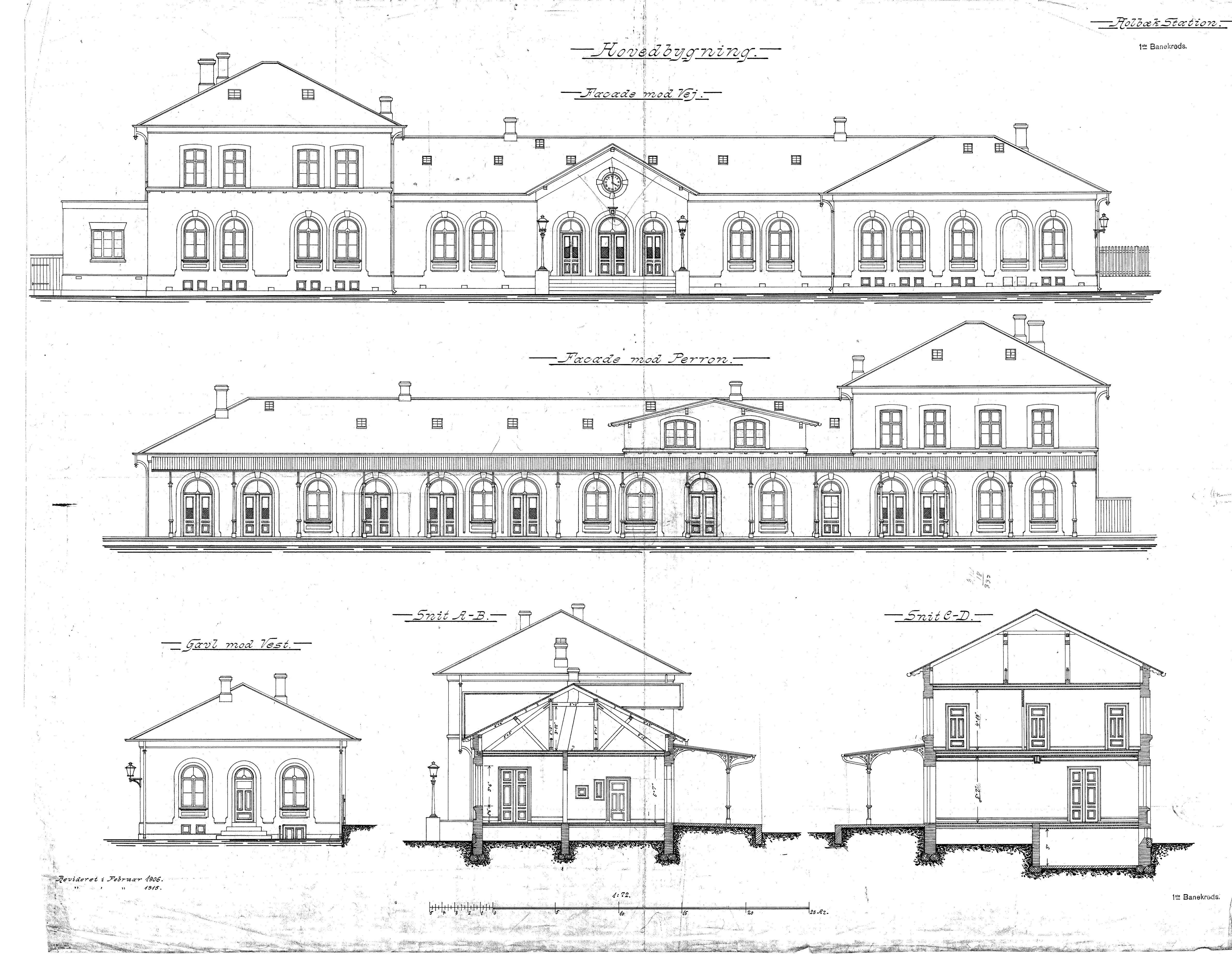 Tegning af Holbæk Banegård.