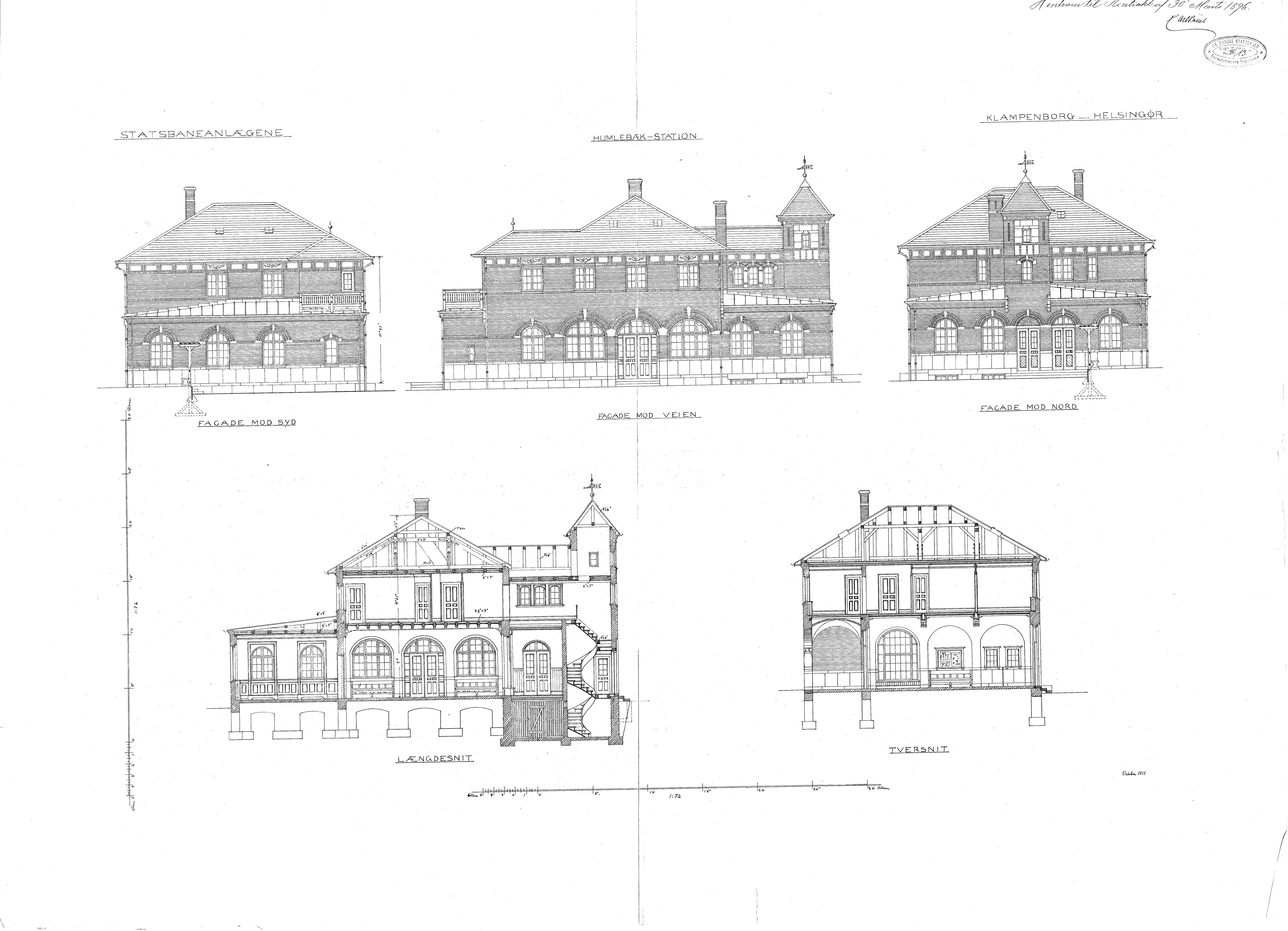 Tegning af Humlebæk Station. Tegning af Humlebæk Station.