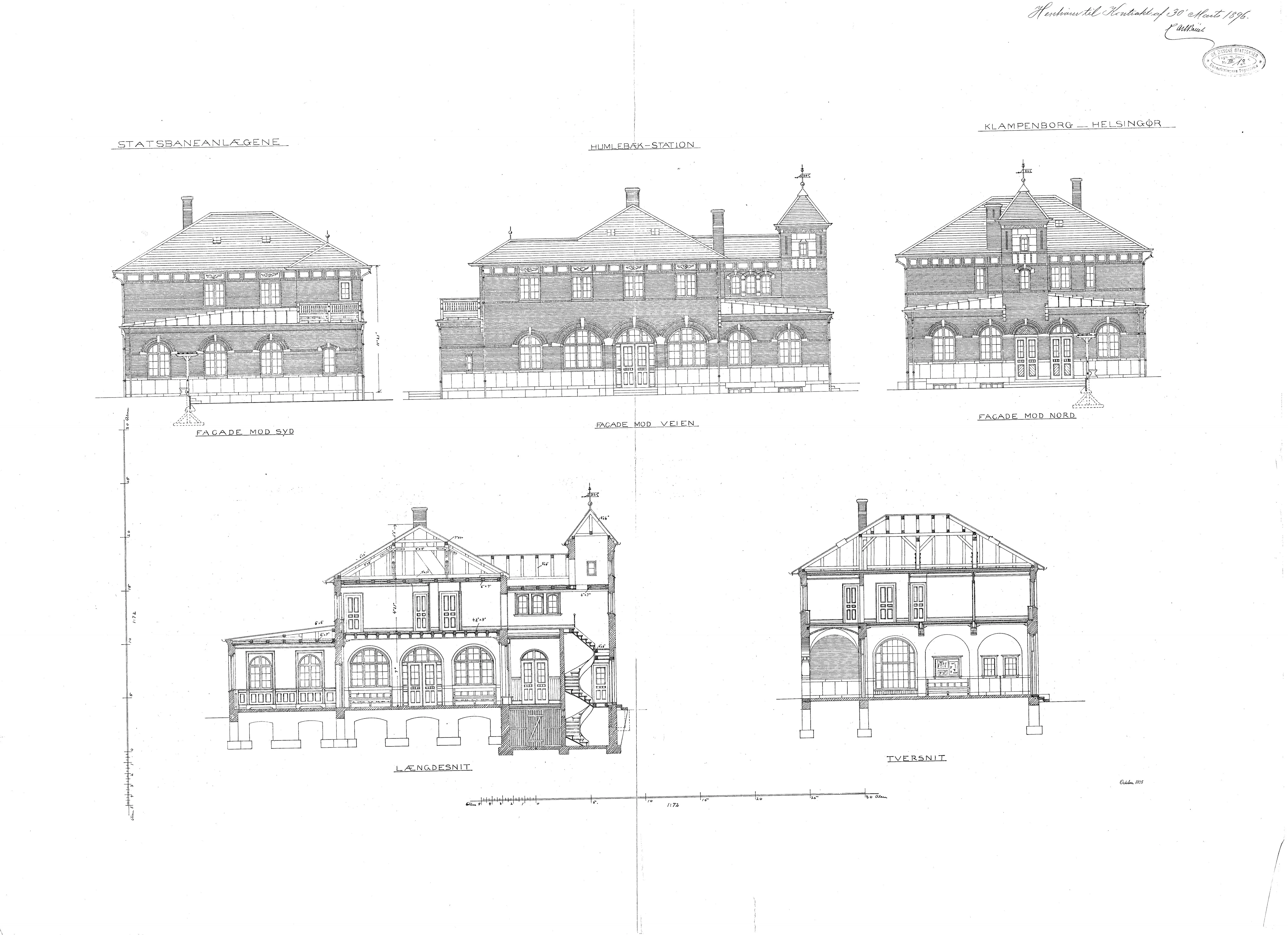 Tegning af Humlebæk Station. Tegning af Humlebæk Station.