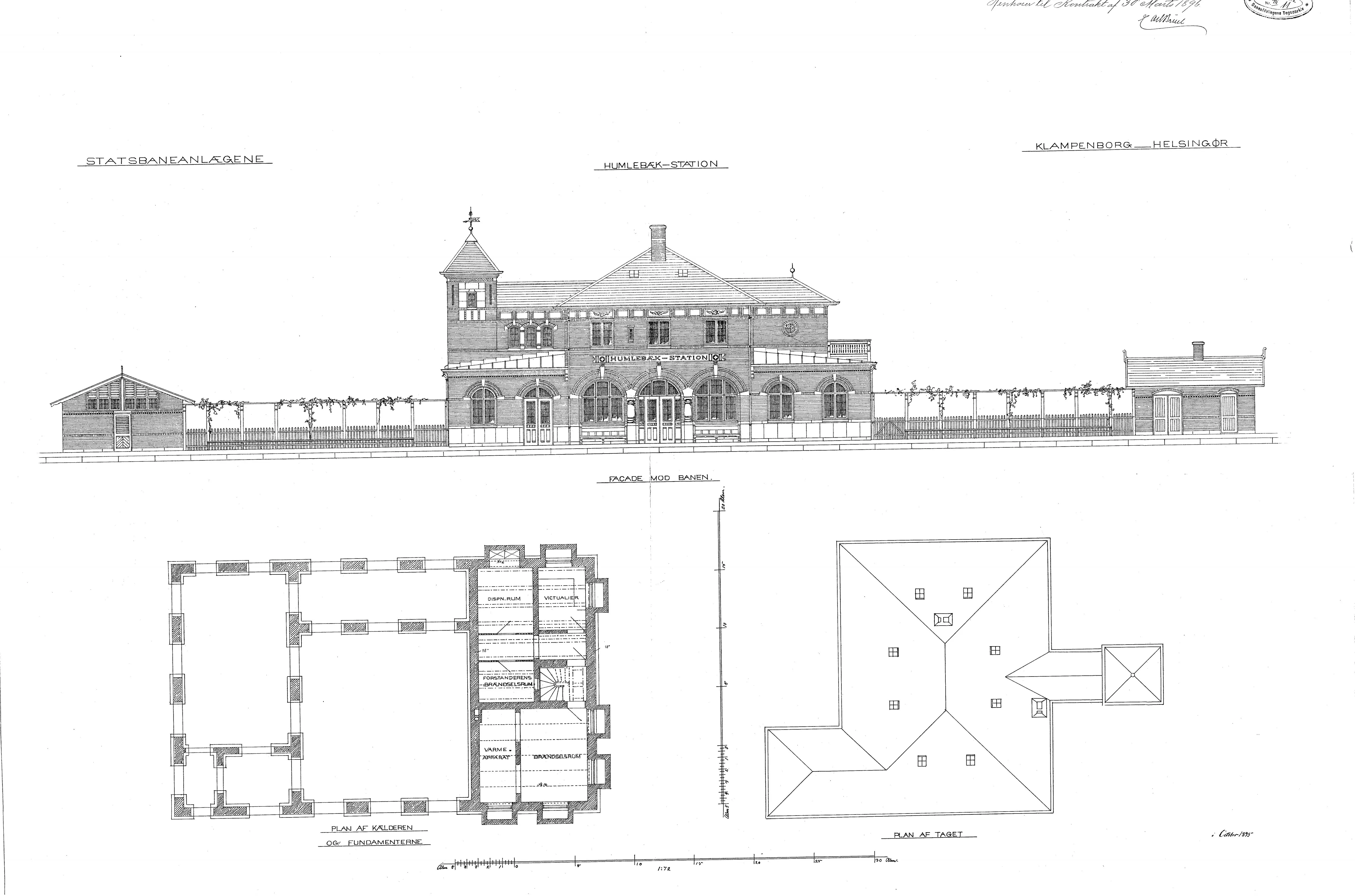 Tegning af Humlebæk Station. Tegning af Humlebæk Station.
