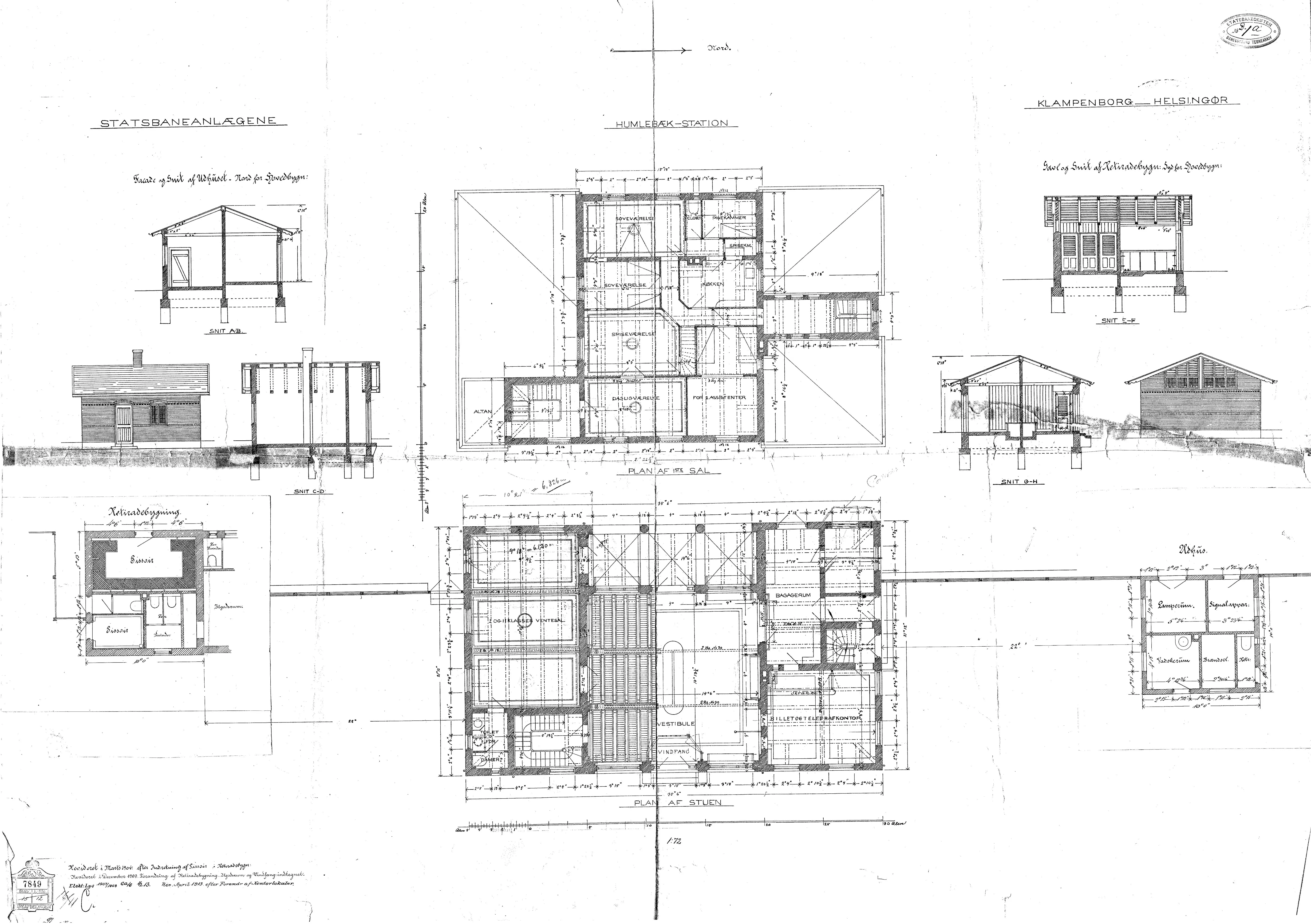 Tegning af Humlebæk Station. Tegning af Humlebæk Station.