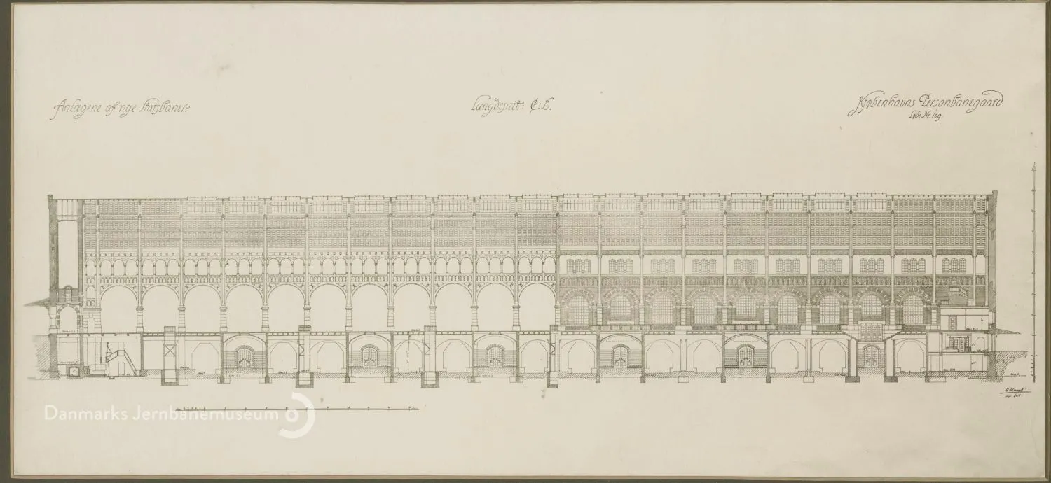 Tegning af København Hovedbanegård. Tegning af København Hovedbanegård.