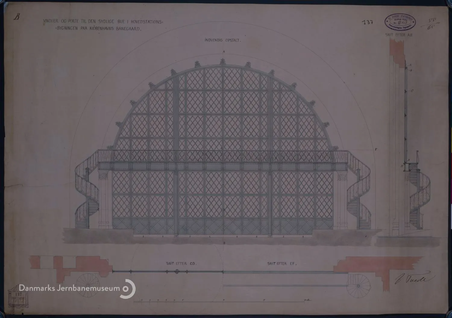 Tegning af København Station. Tegning af København Station.