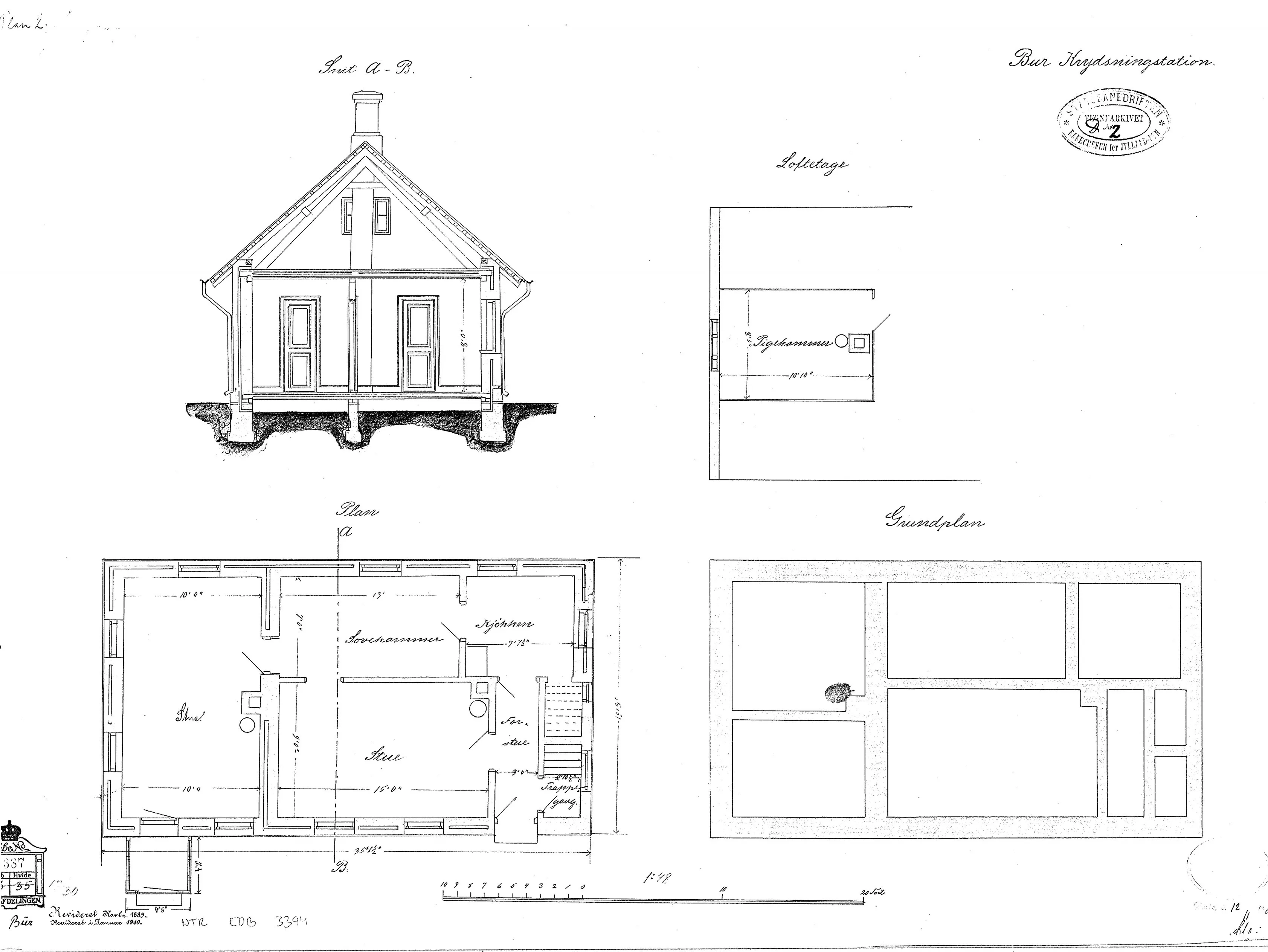 Tegning af Bur Billetsalgssted. Tegning af Bur Billetsalgssted.