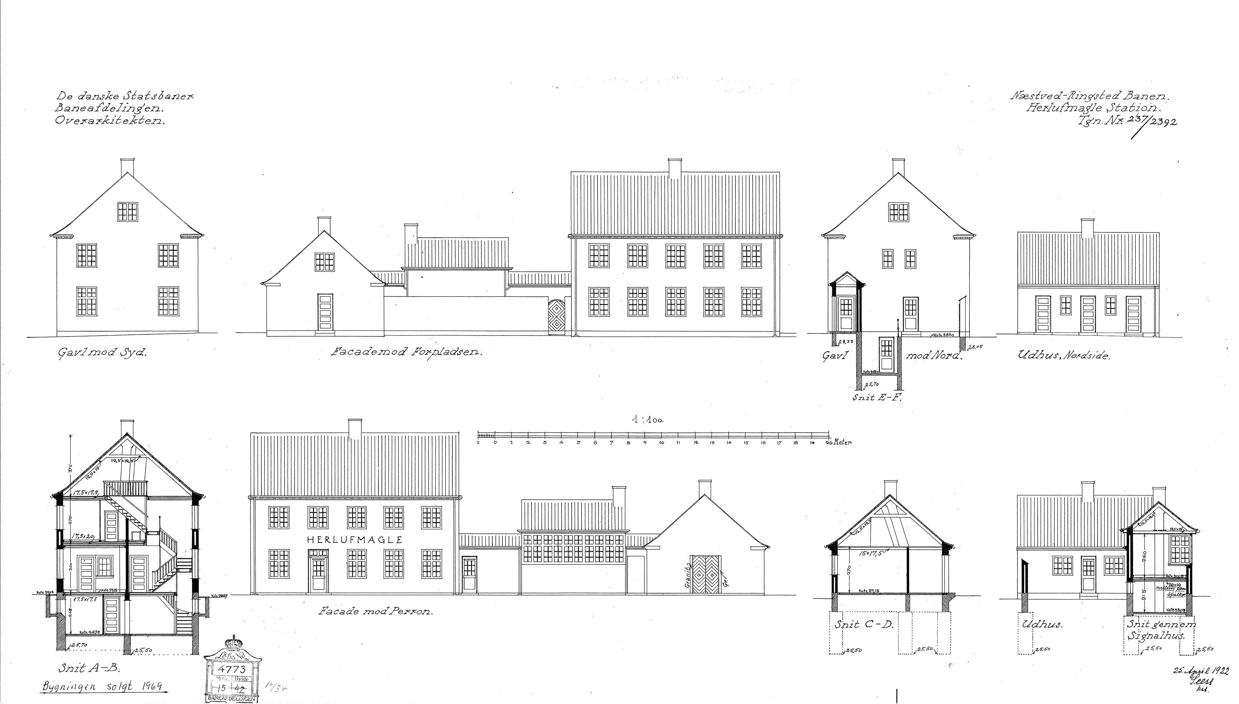 Tegning af Herlufmagle Station. Tegning af Herlufmagle Station.