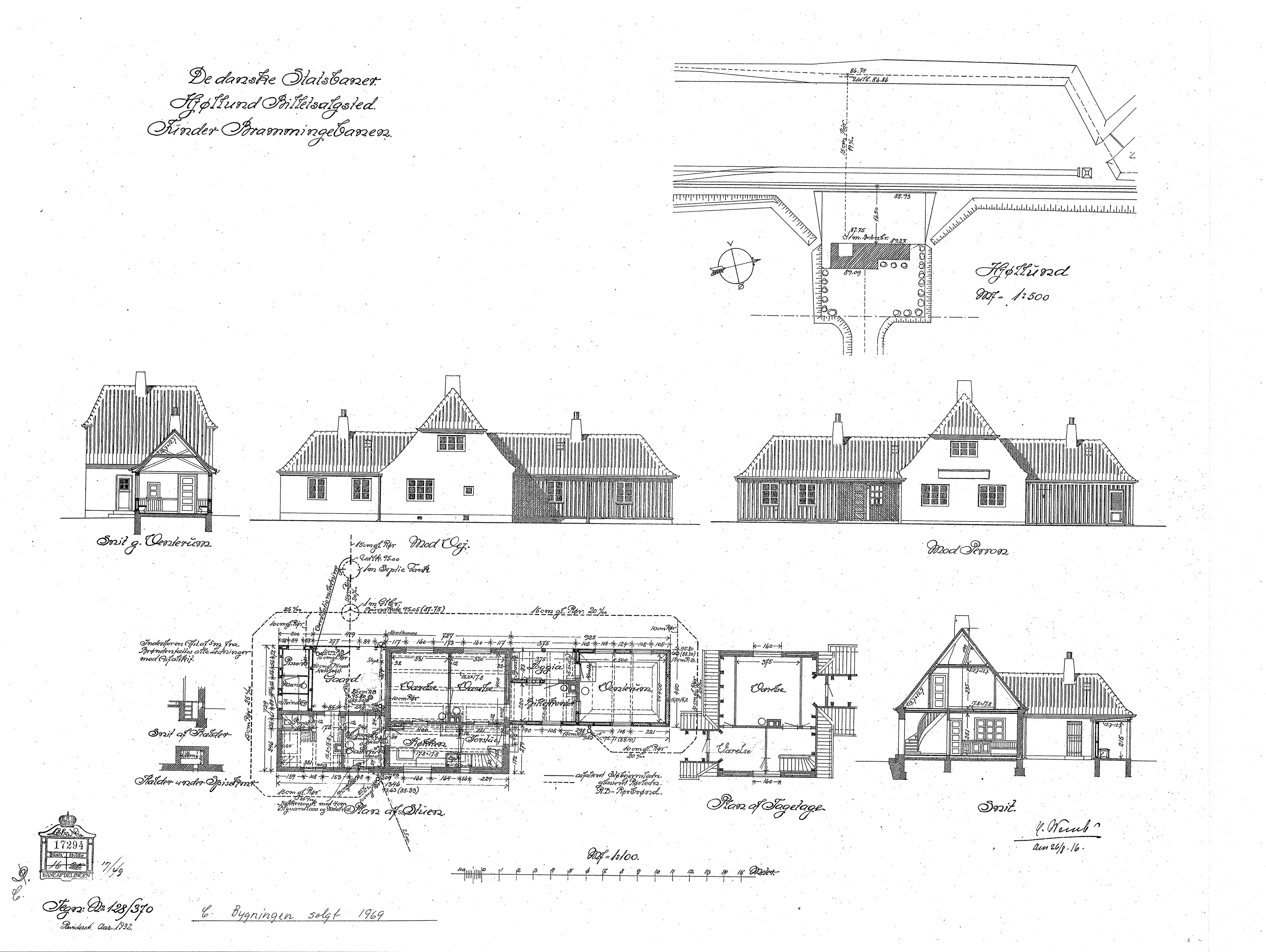 Tegning af Hjøllund Billetsalgssted med Sidespor. Tegning af Hjøllund Billetsalgssted med Sidespor.
