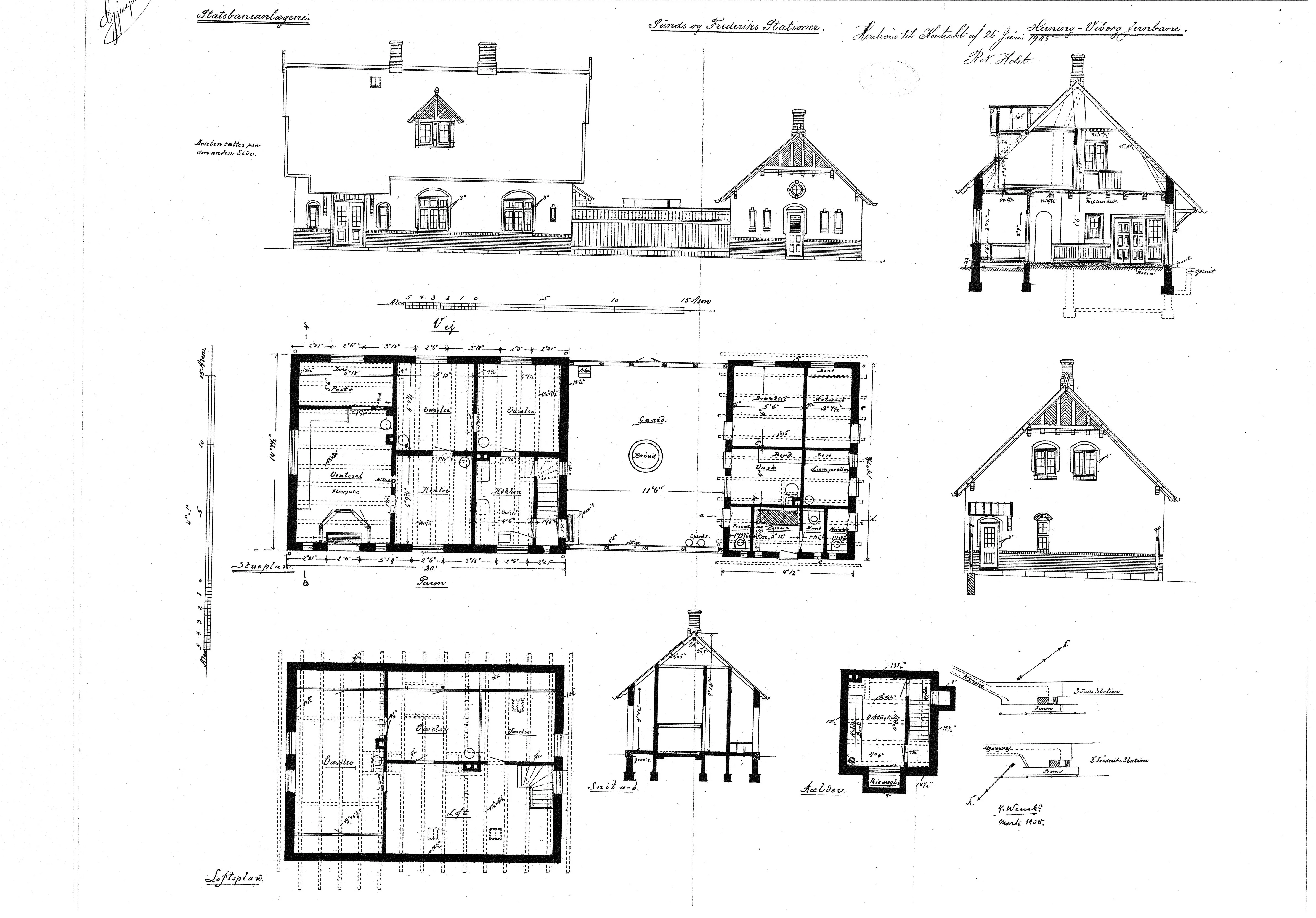 Tegning af Frederiks Station. Tegning af Frederiks Station.