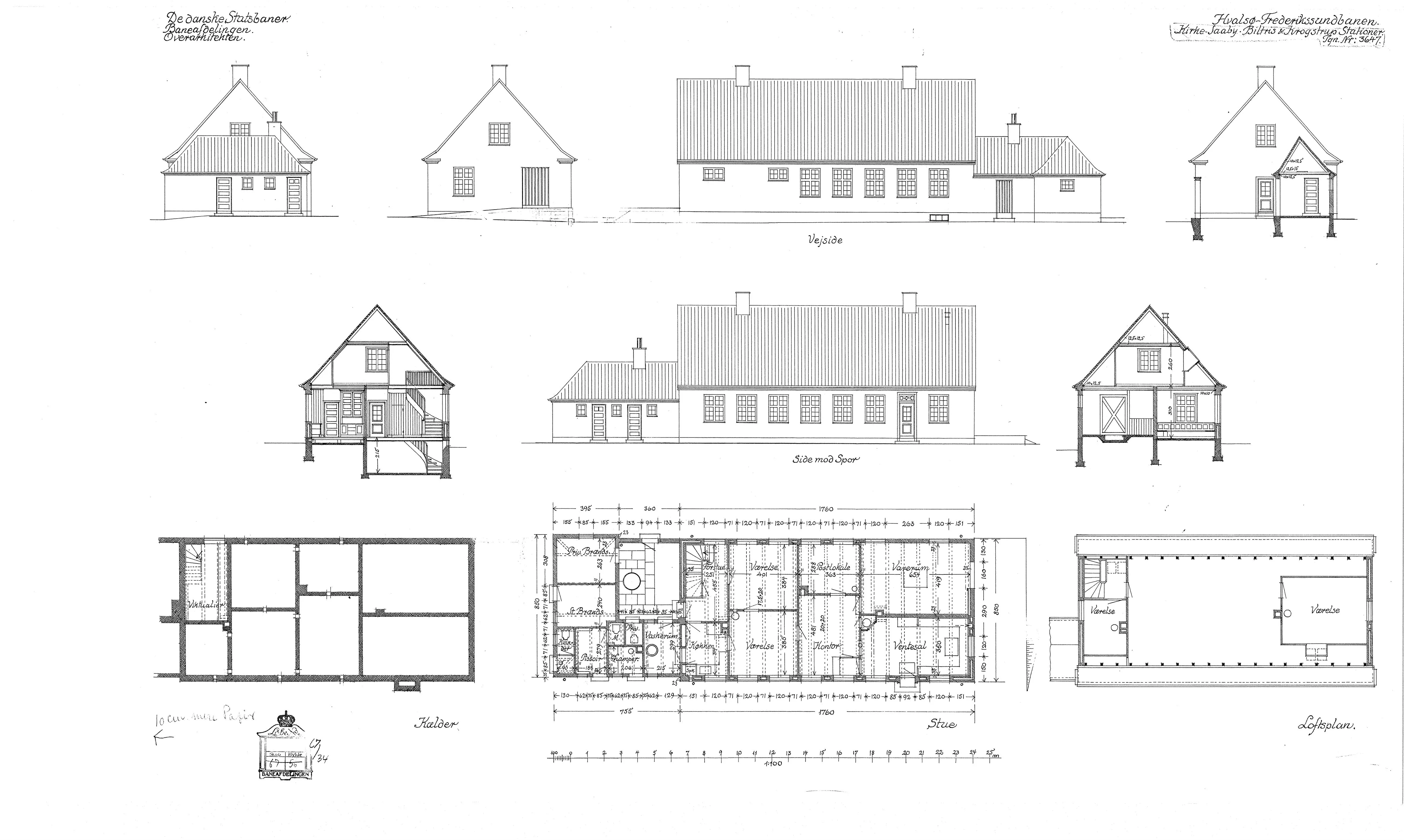 Tegning af Krogstrup Station.