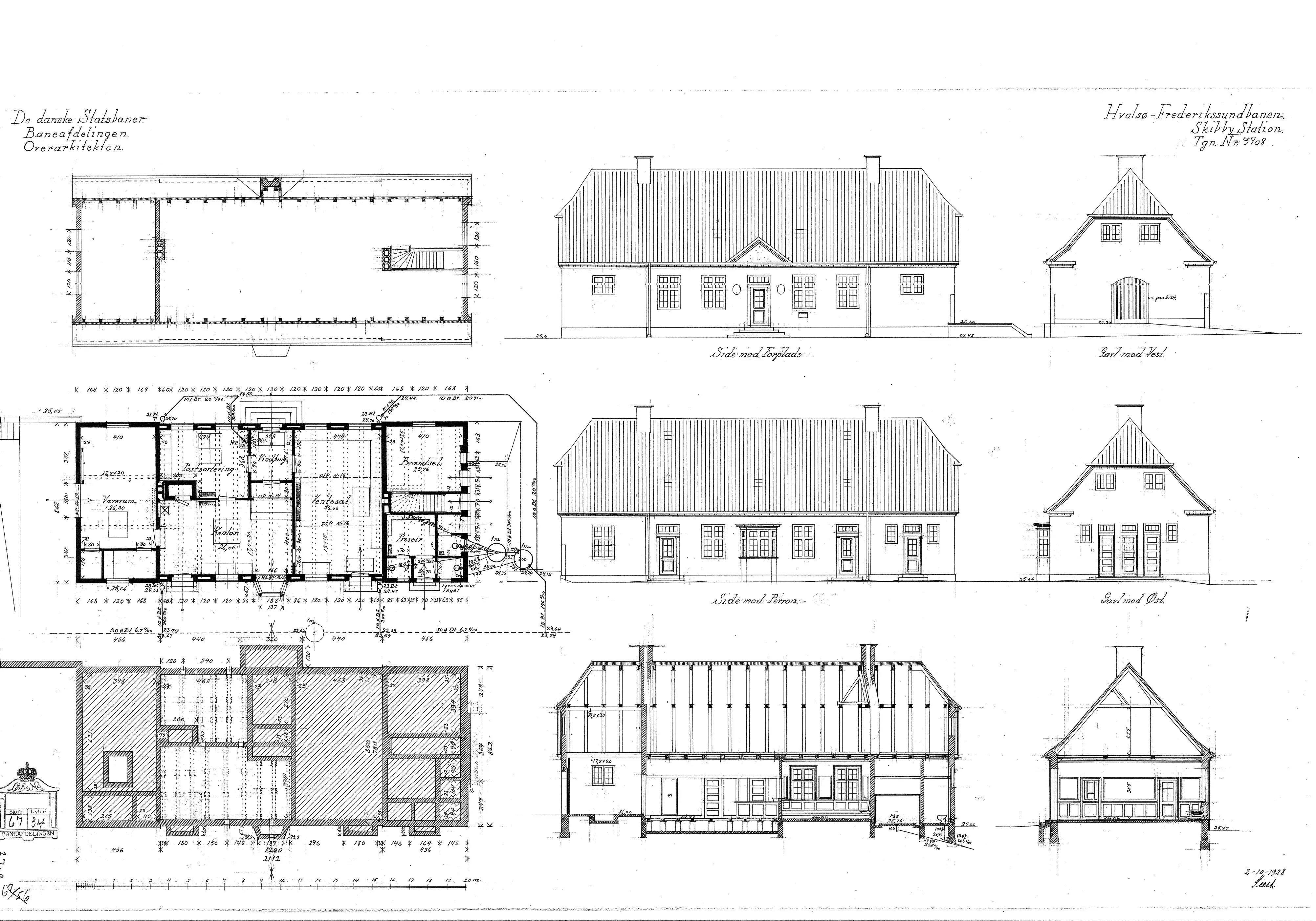 Tegning af Skibby Station.