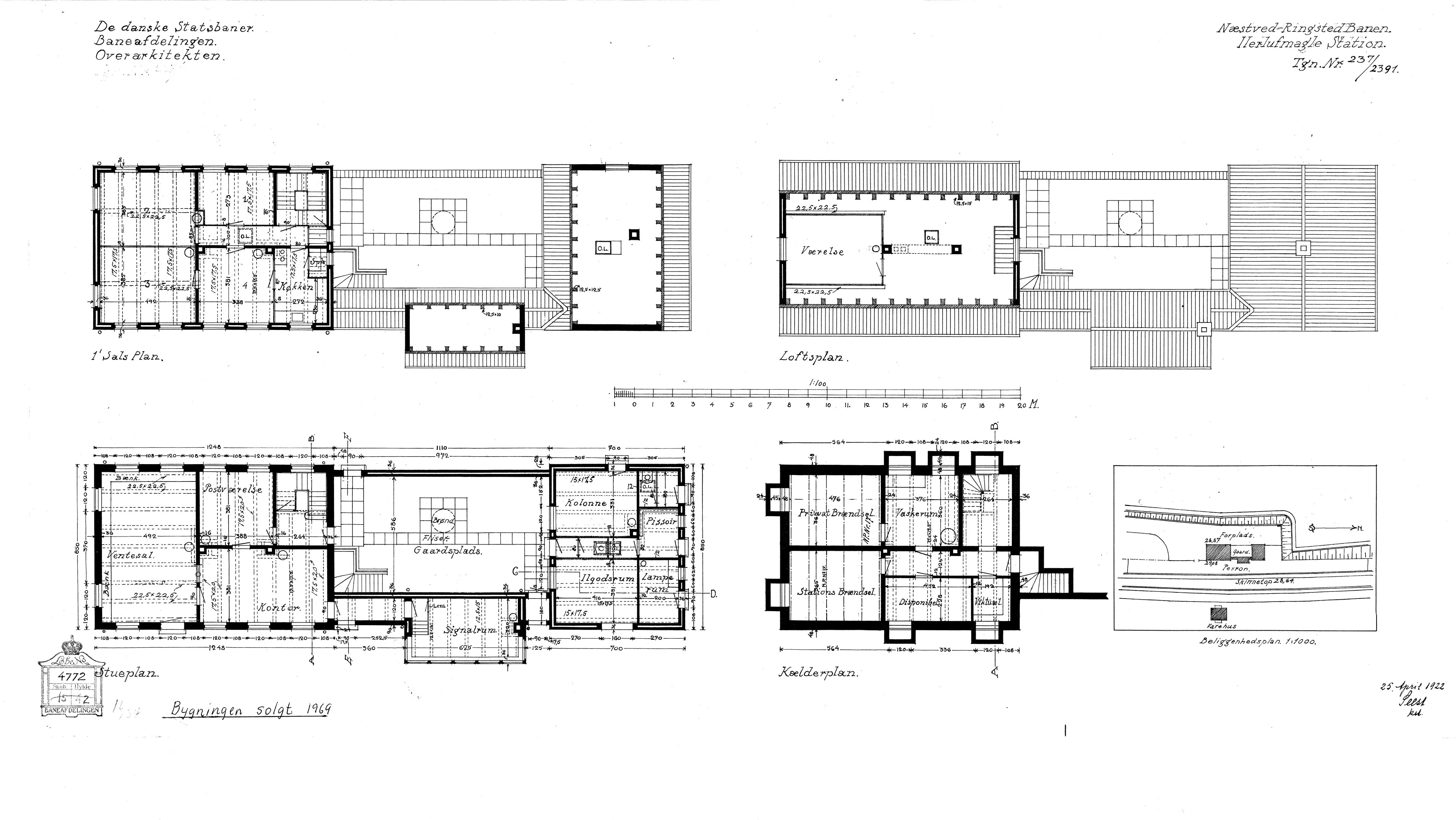 Tegning af Herlufmagle Station. Tegning af Herlufmagle Station.