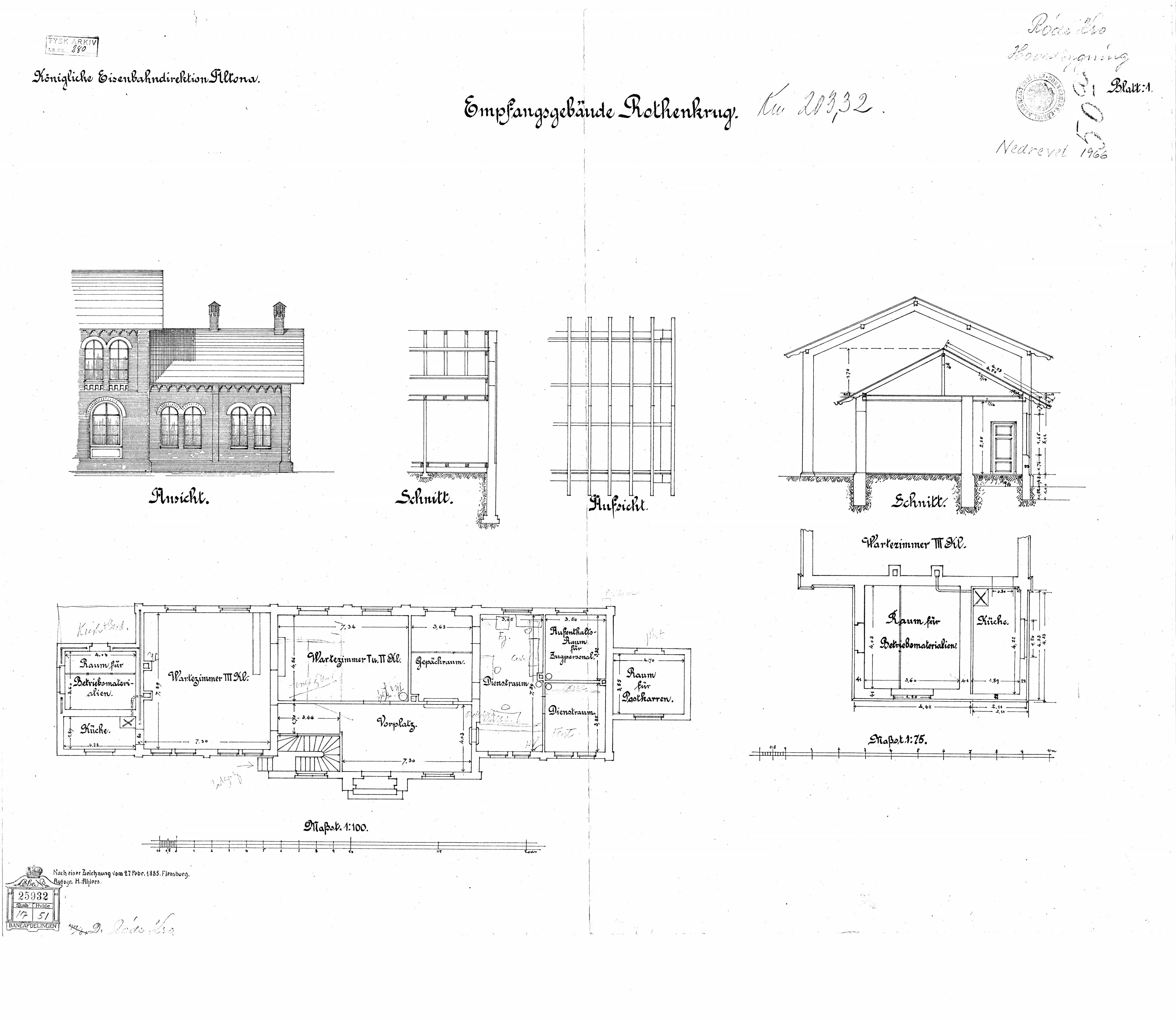 Tegning af Rødekro Station. Tegning af Rødekro Station.