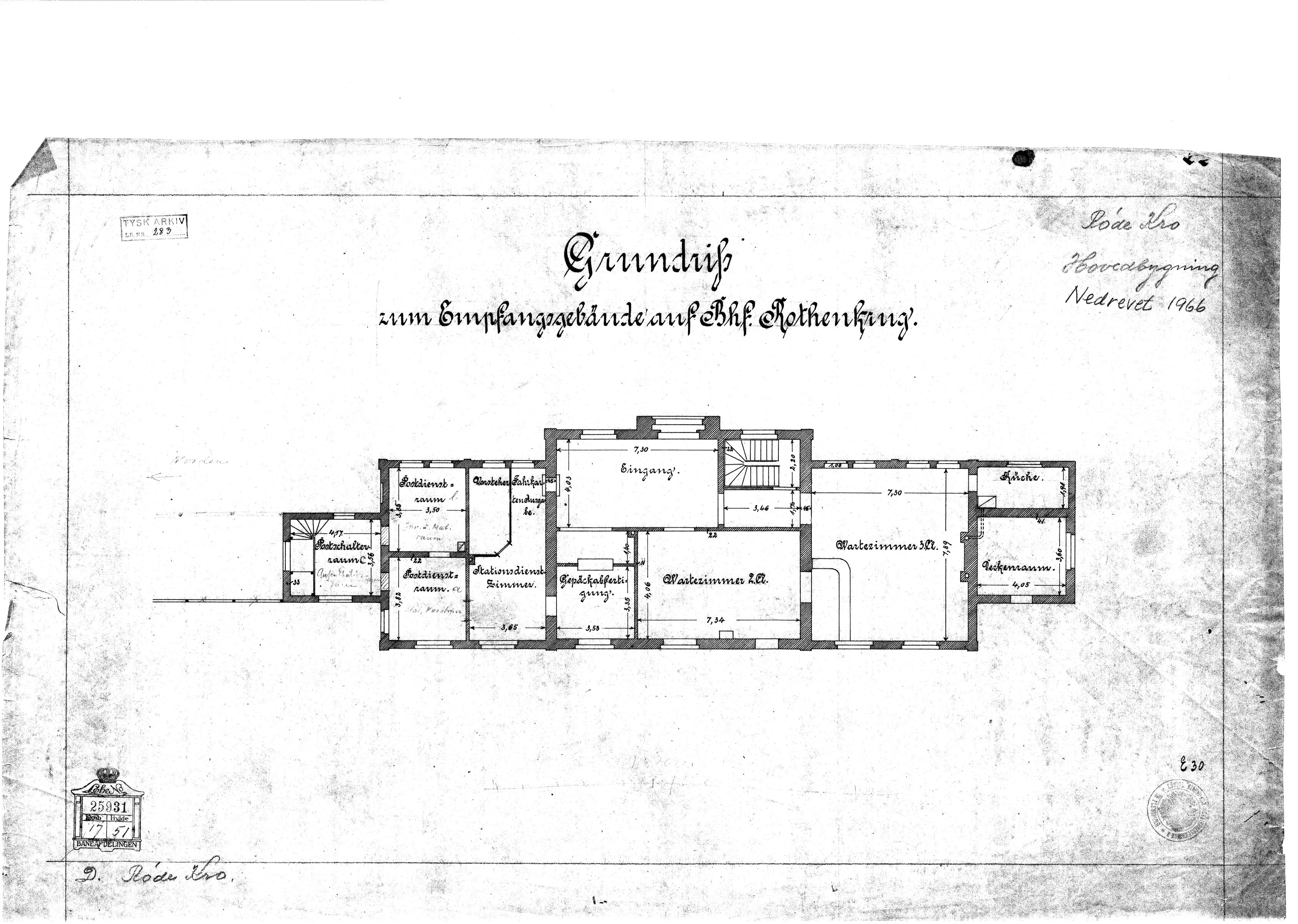 Tegning af Rødekro Station. Tegning af Rødekro Station.