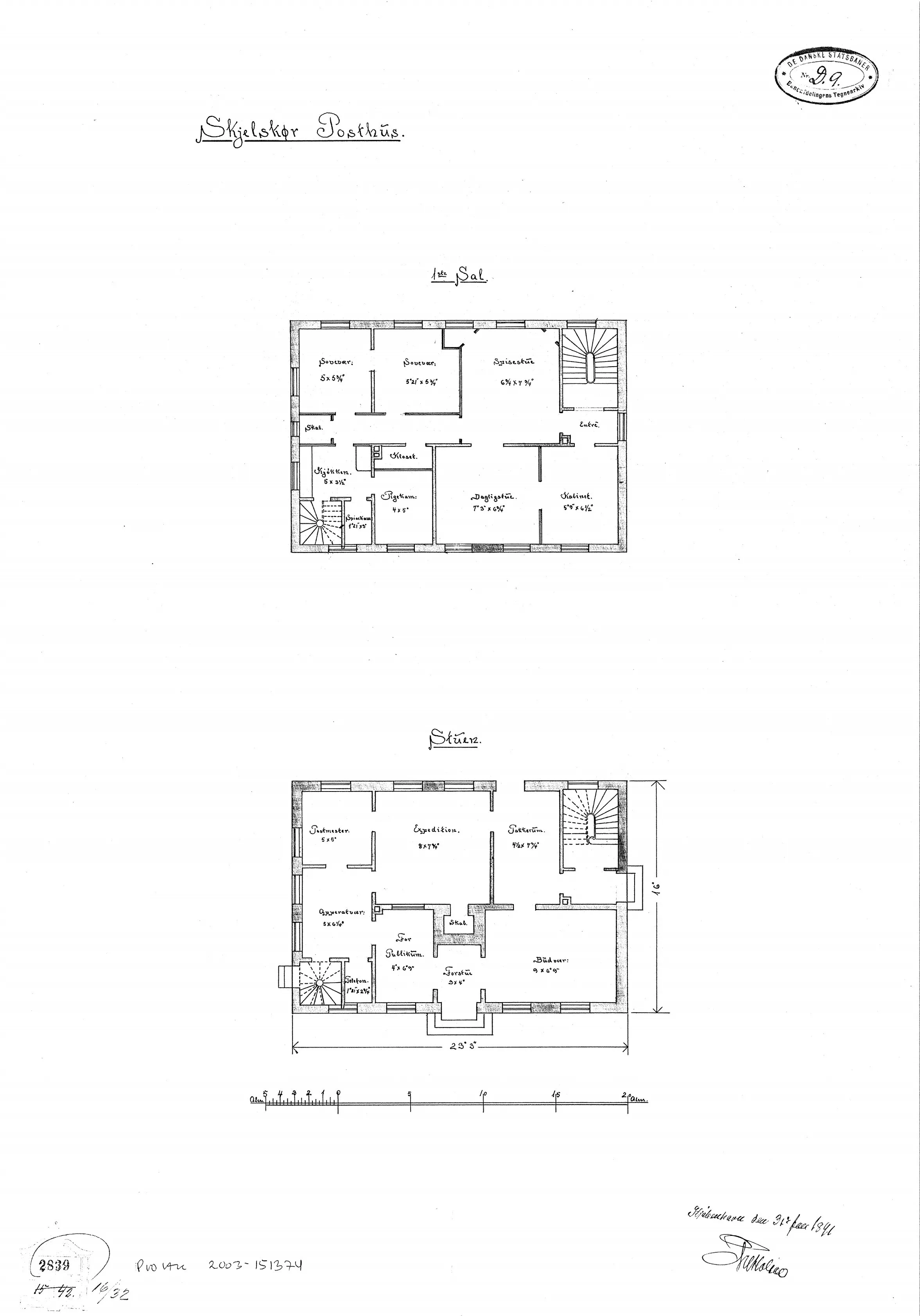 Tegning af Posthus ved Skælskør Station. Tegning af Posthus ved Skælskør Station.