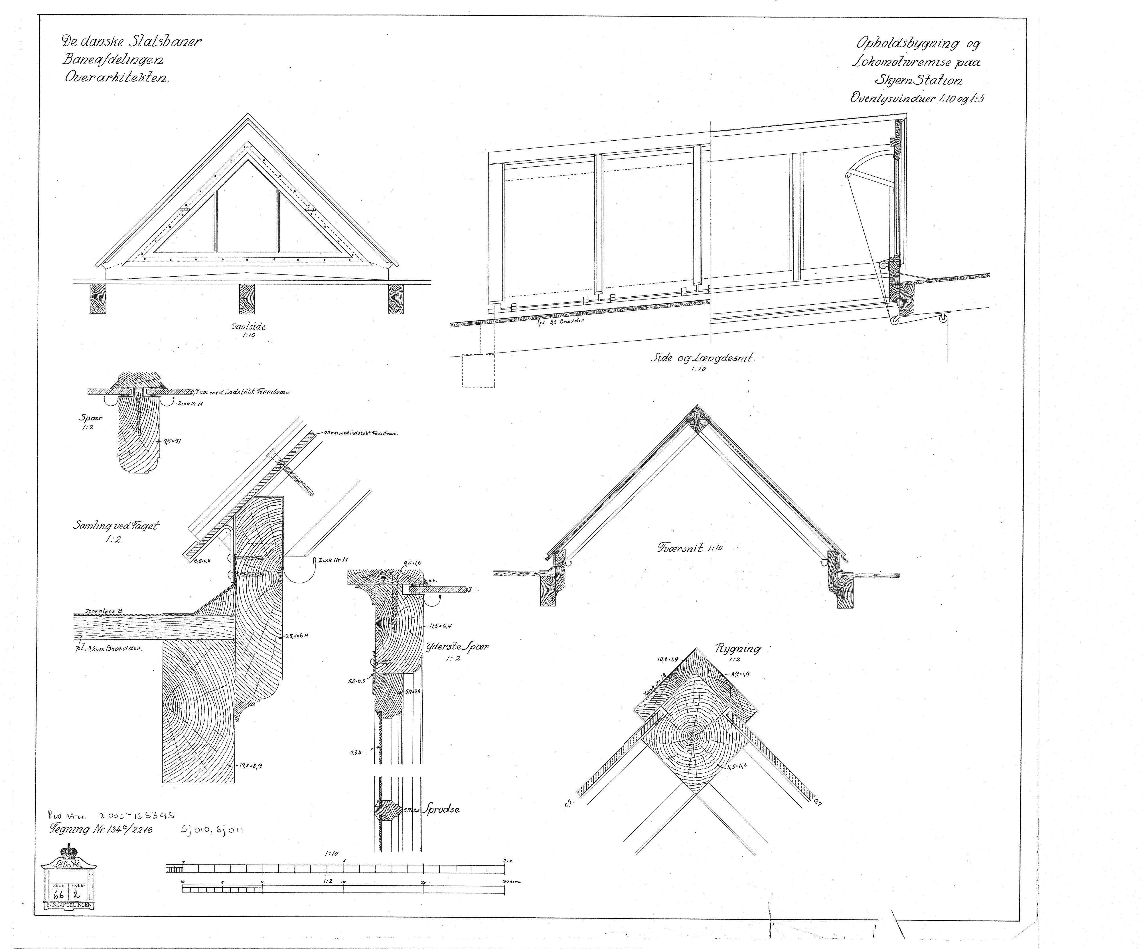 Tegning af Opholdsbygning og lokomotivremise ved Skjern Station. Tegning af Opholdsbygning og lokomotivremise ved Skjern Station.