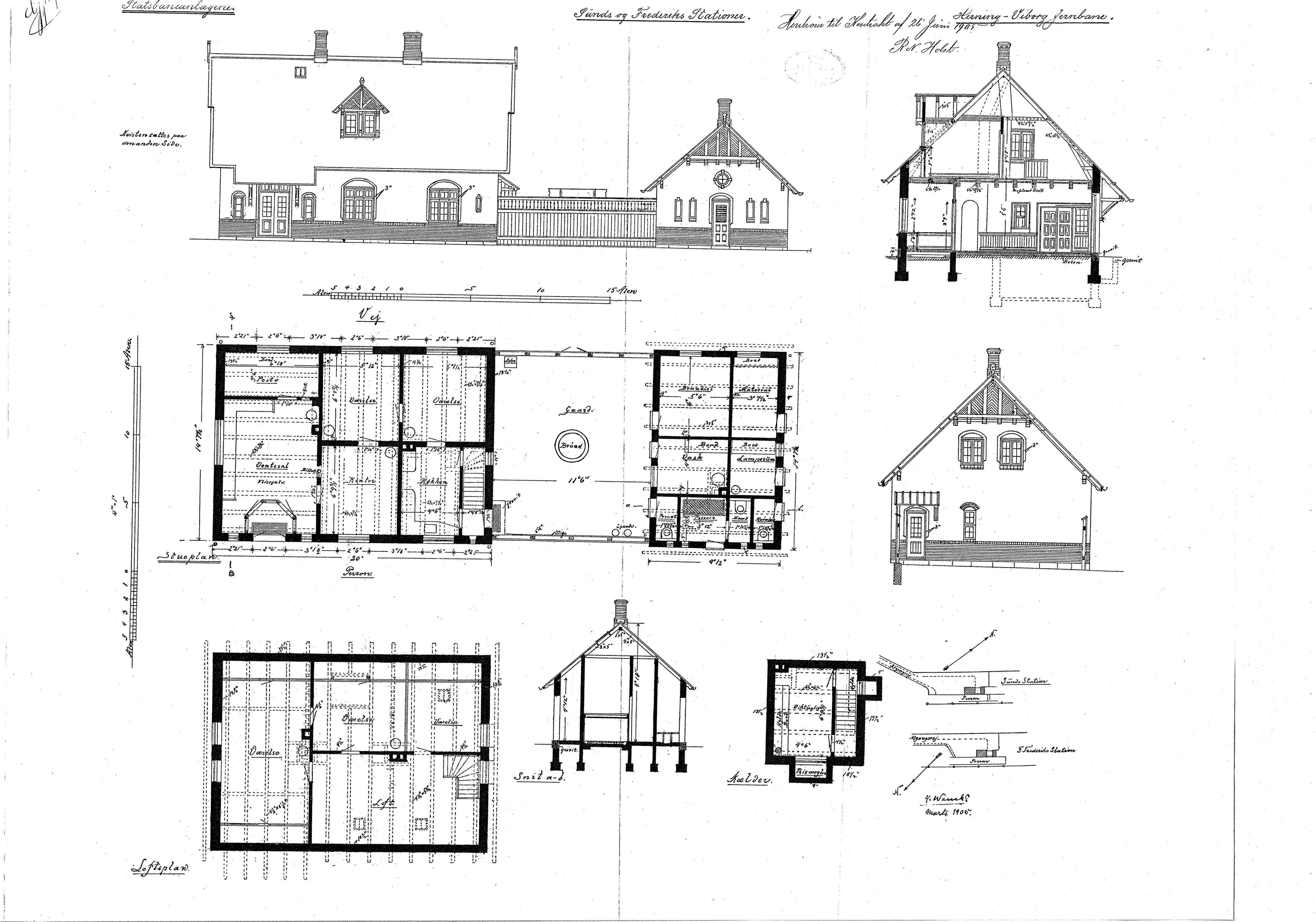 Tegning af Frederiks Station. Tegning af Frederiks Station.