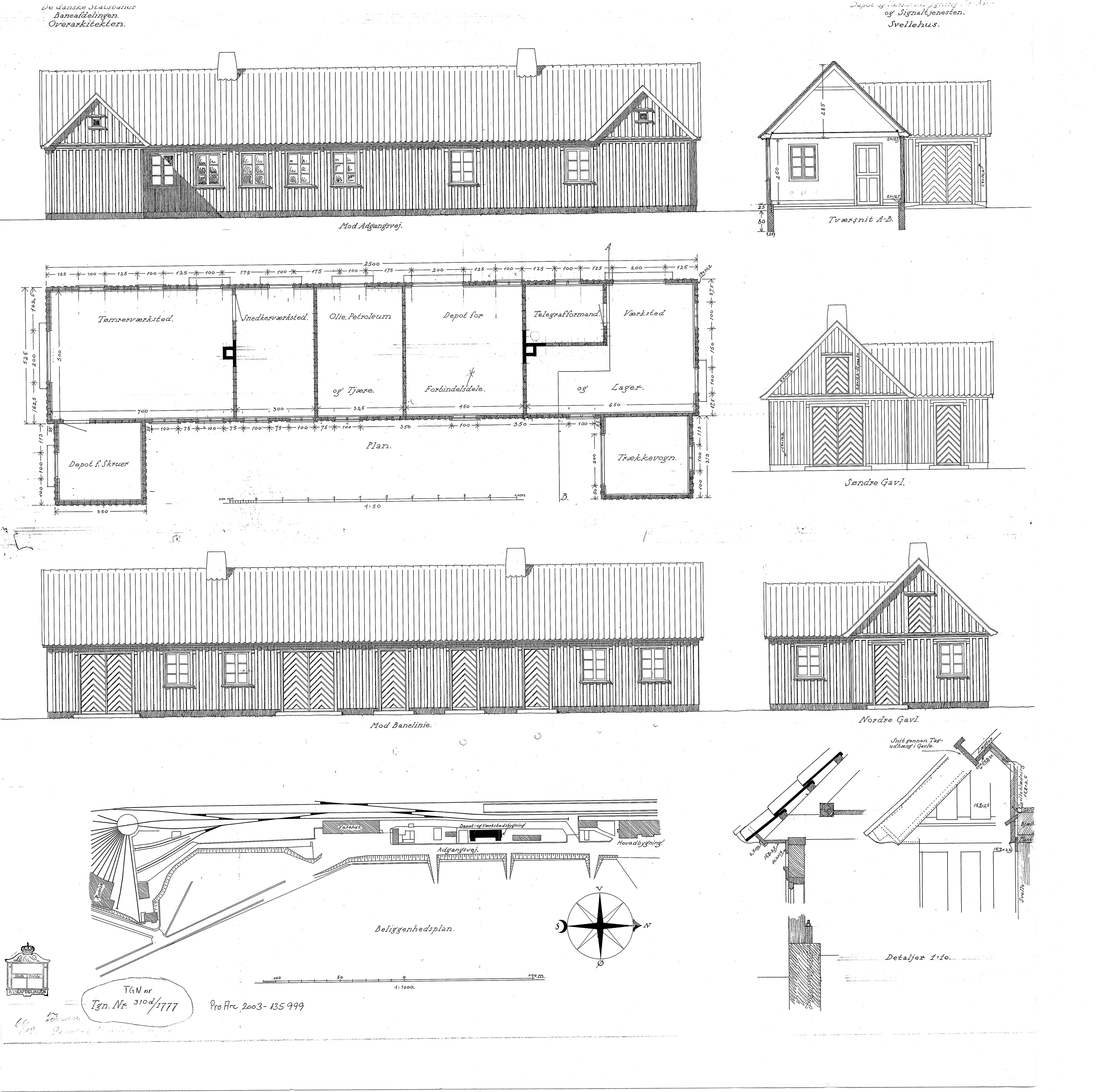 Tegning af Svellehus ved Tønder H Station. Tegning af Svellehus ved Tønder H Station.