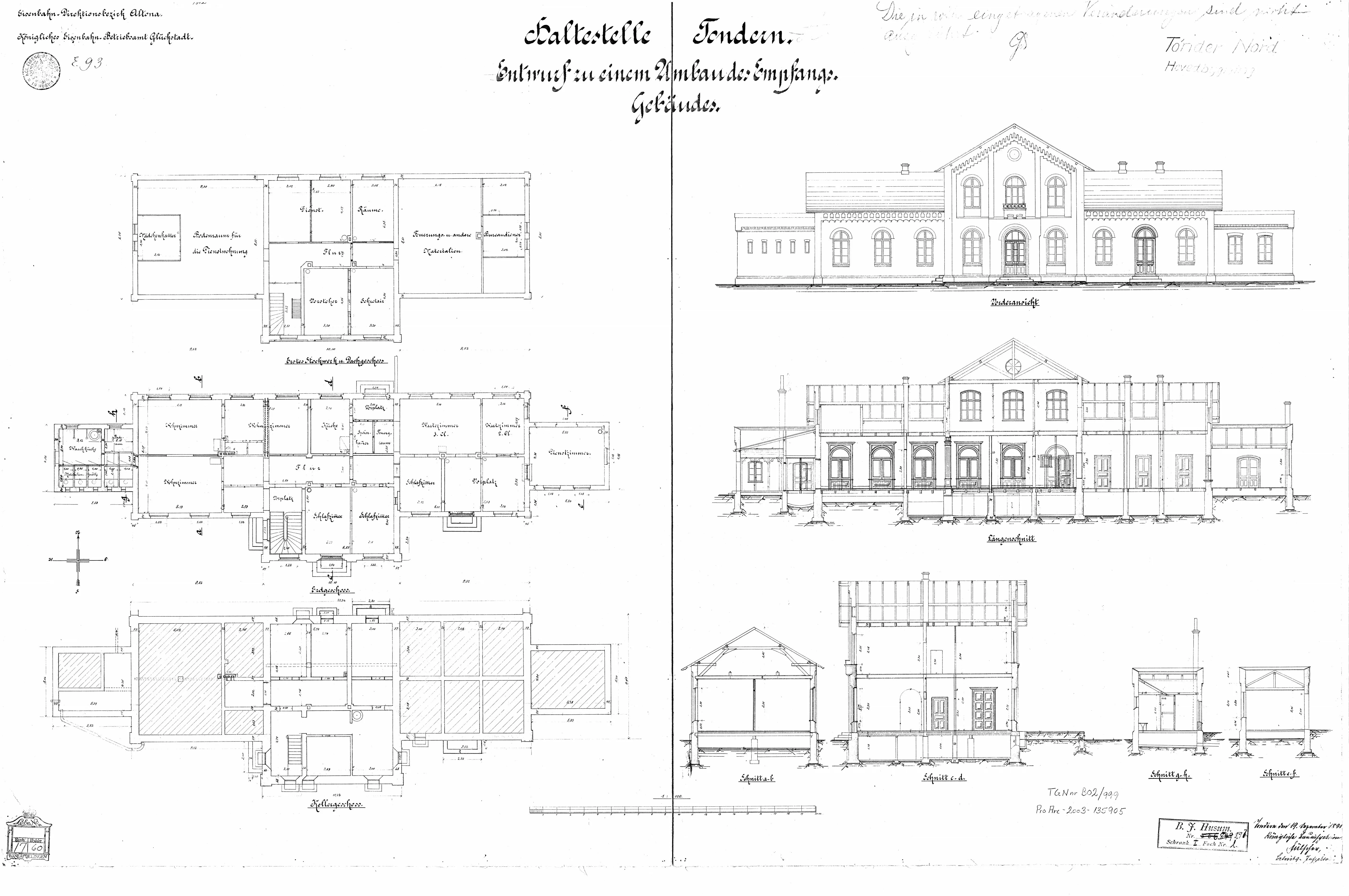 Tegning af Tønder Øst Station. Tegning af Tønder Øst Station.