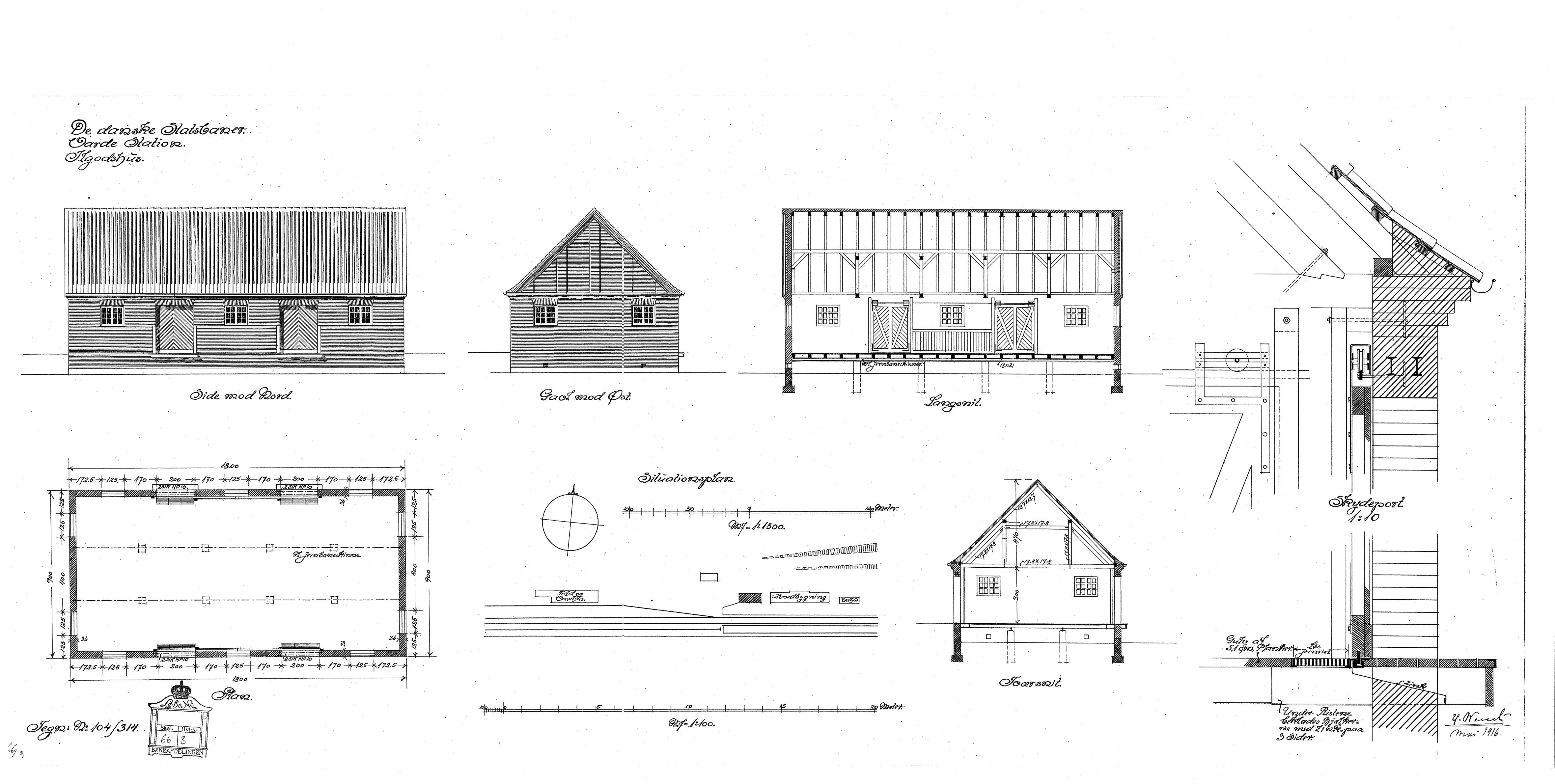 Tegning af Ilgodsvarehus ved Varde Station. Tegning af Ilgodsvarehus ved Varde Station.