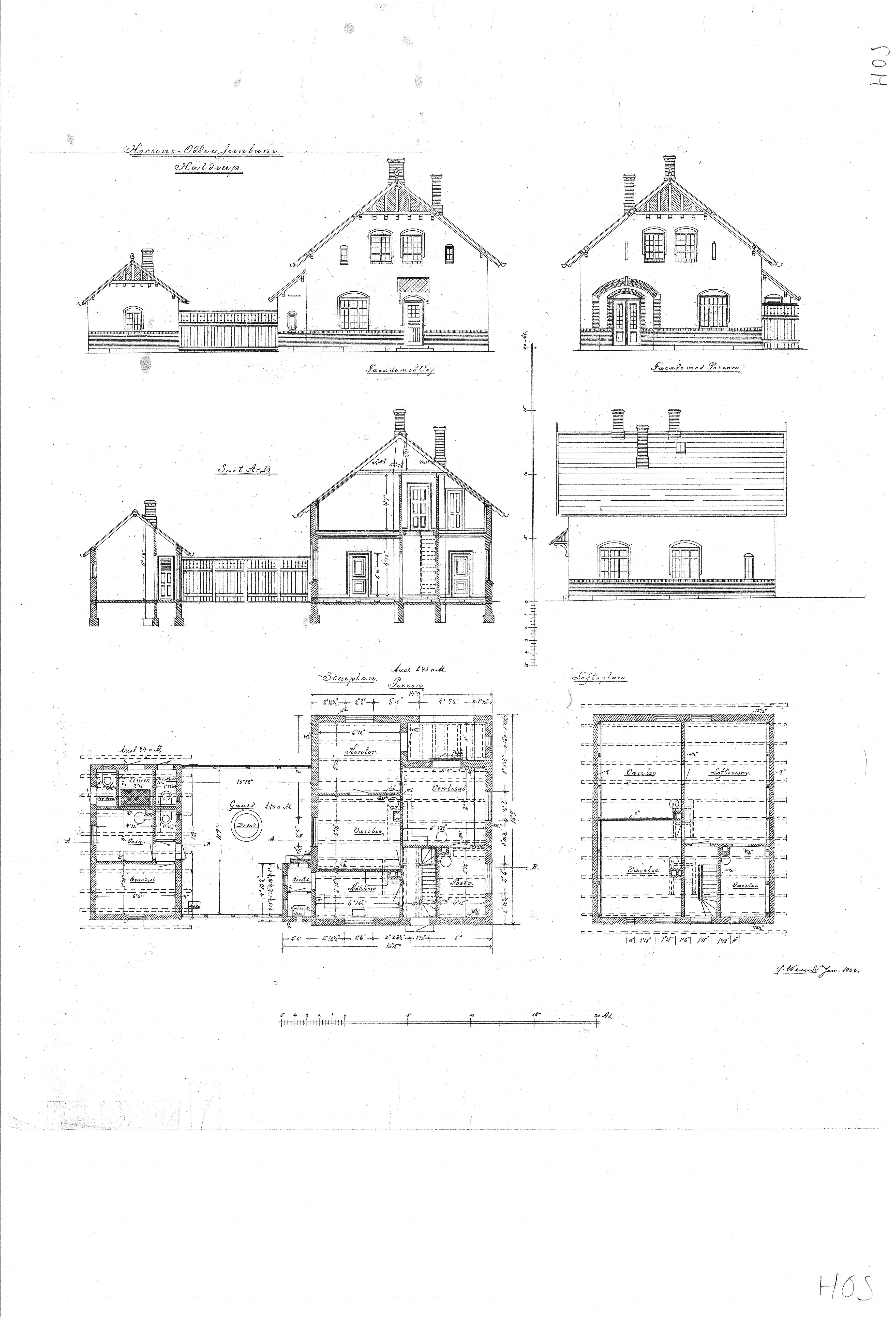 Tegning af Haldrup Station. Tegning af Haldrup Station.