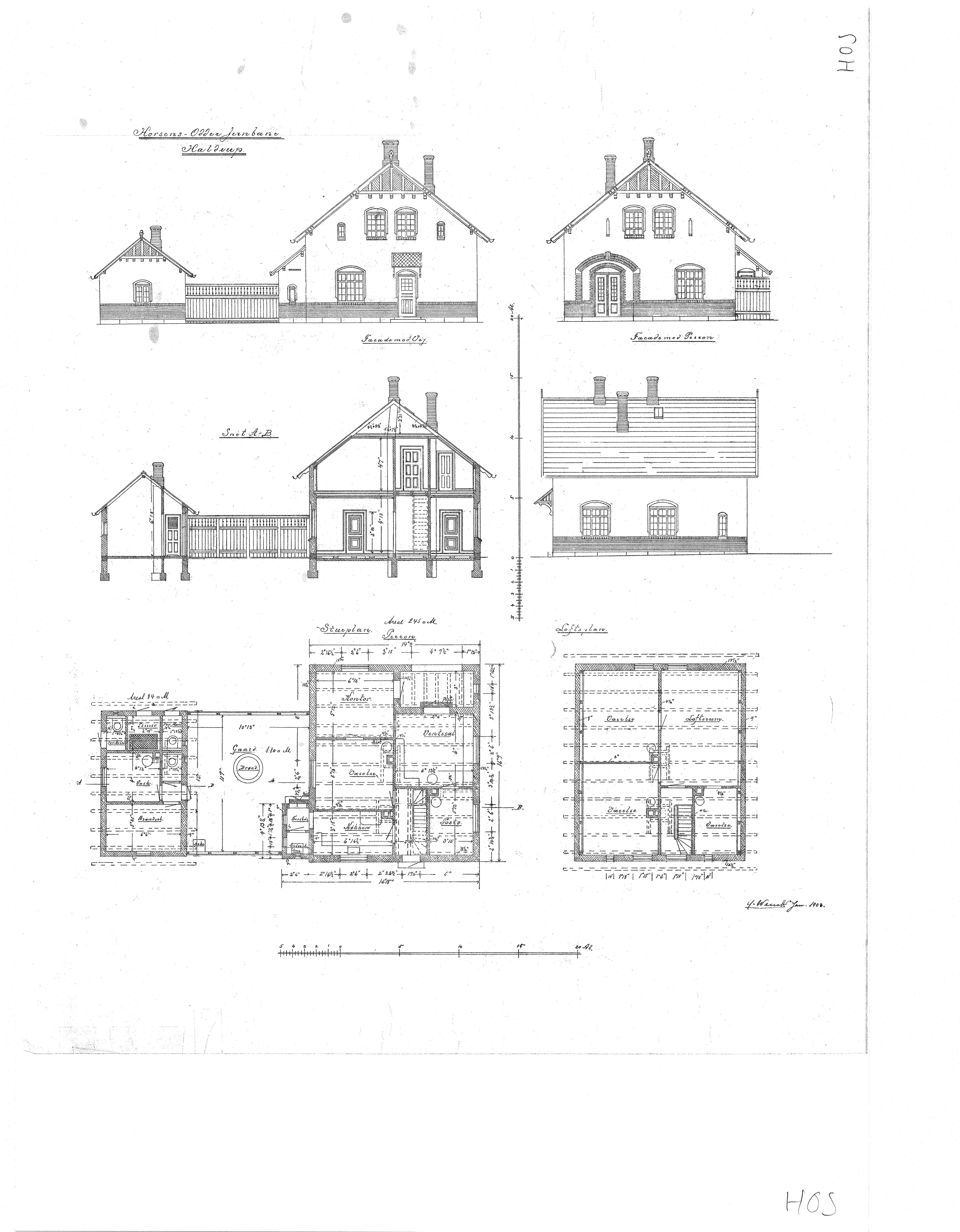 Tegning af Haldrup Station. Tegning af Haldrup Station.