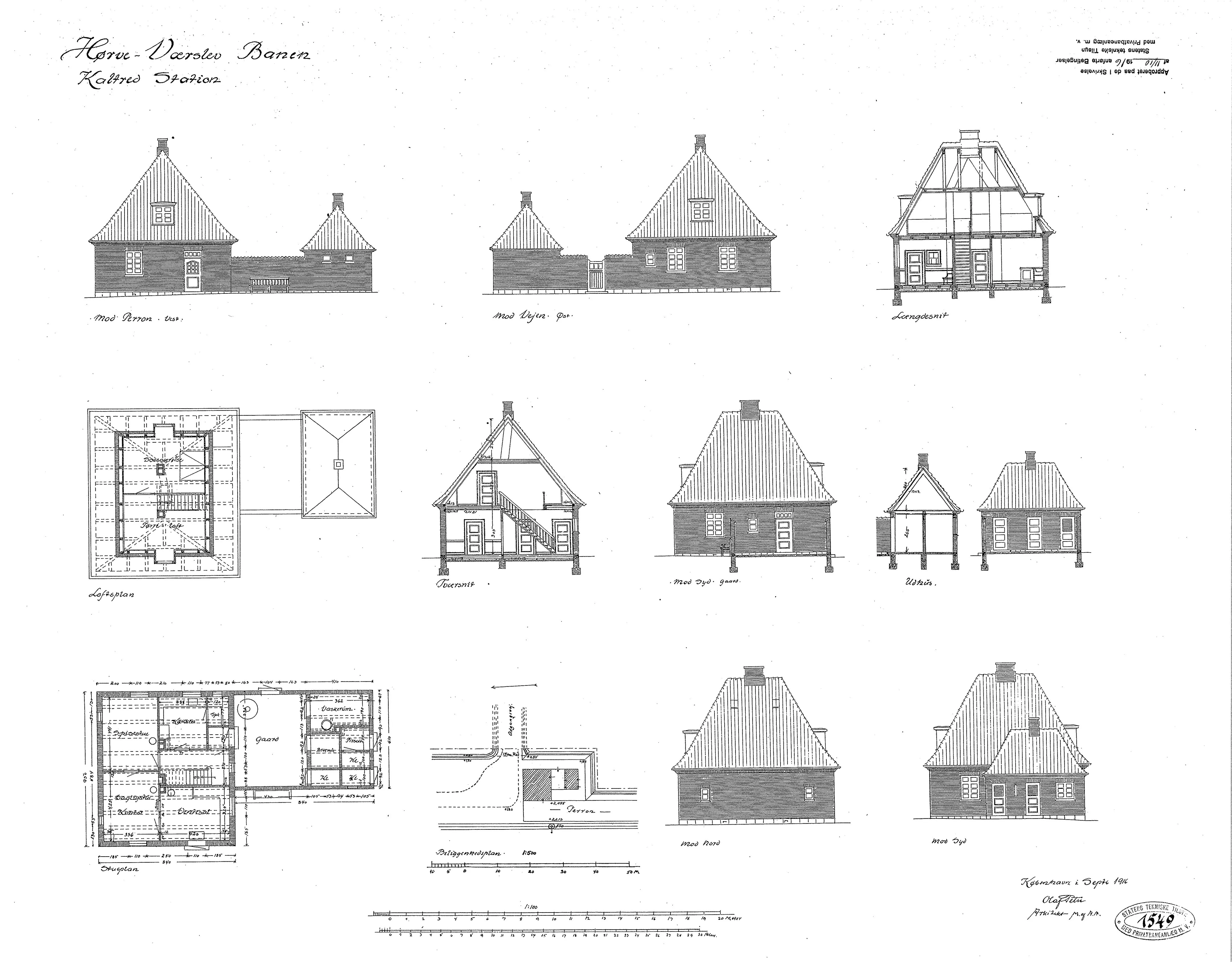 Tegning af Kaldred Holdeplads. Tegning af Kaldred Holdeplads.