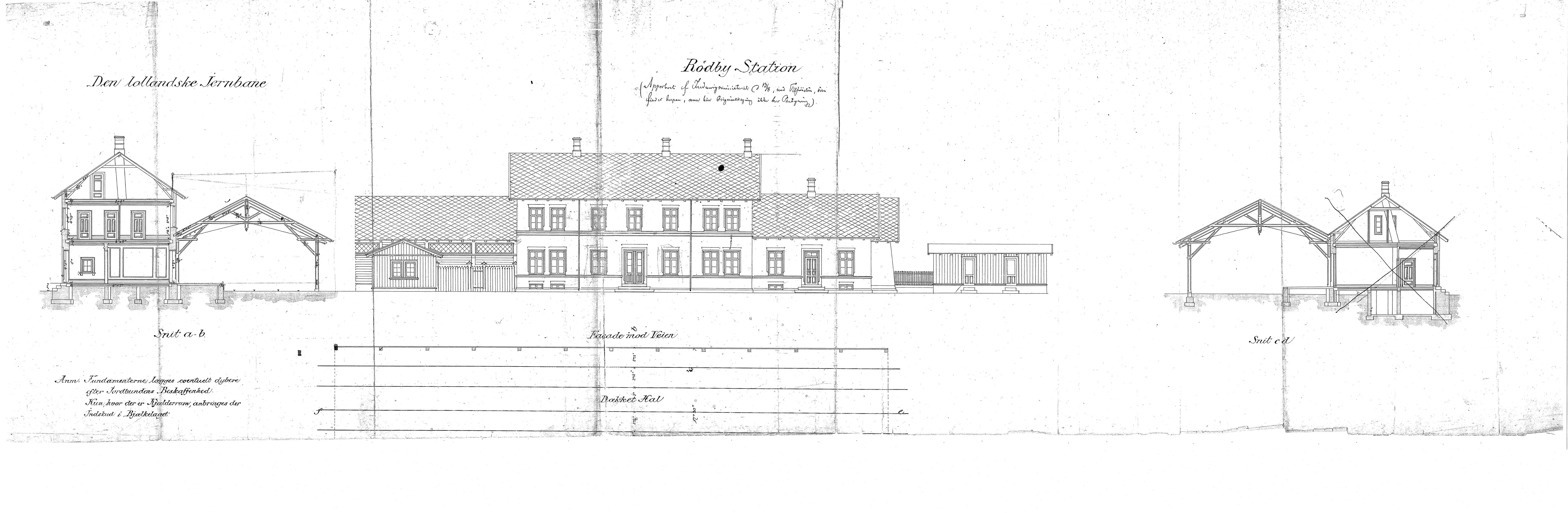 Tegning af Rødby Station. Tegning af Rødby Station.