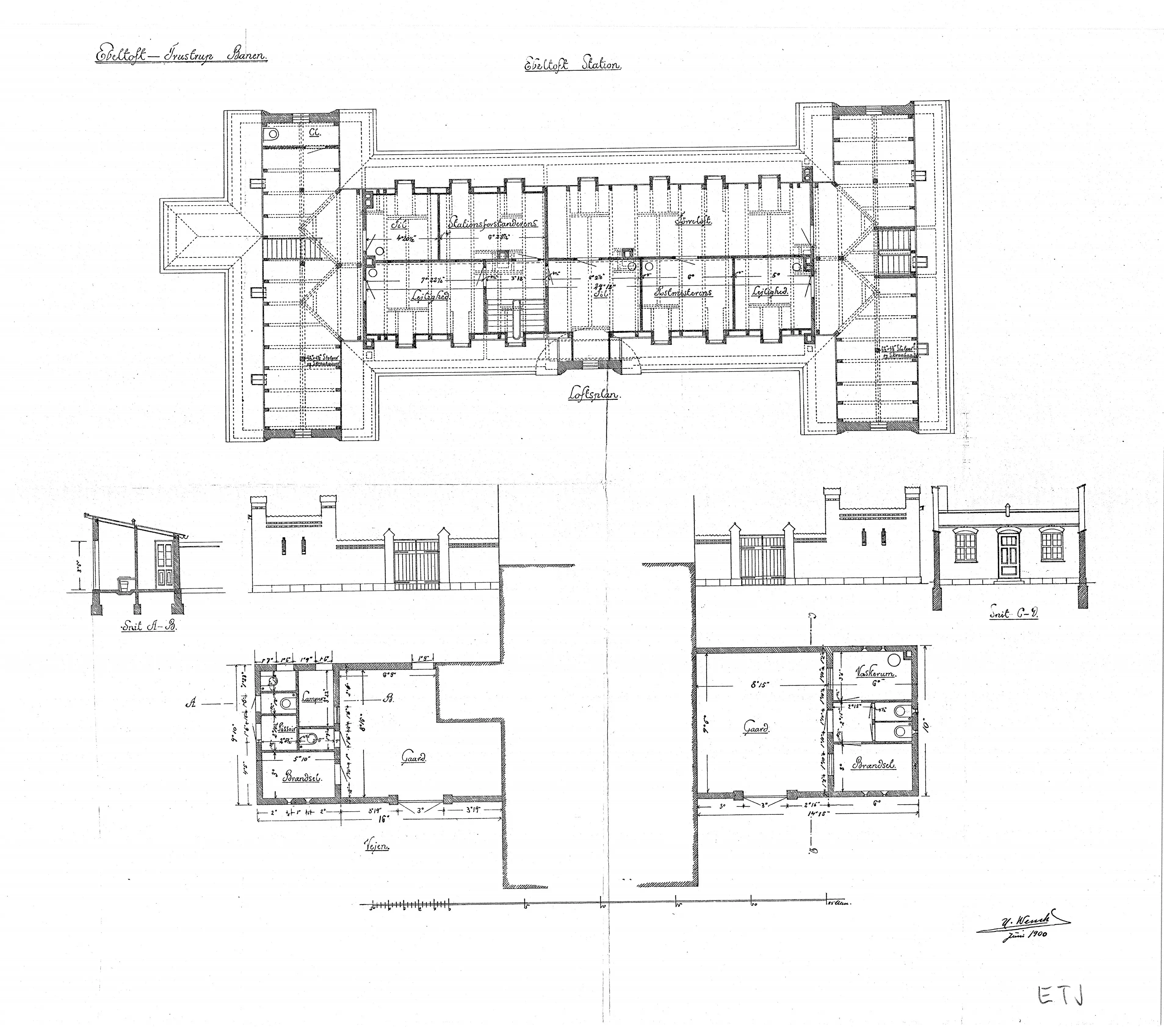 Tegning af Ebeltoft Station. Tegning af Ebeltoft Station.