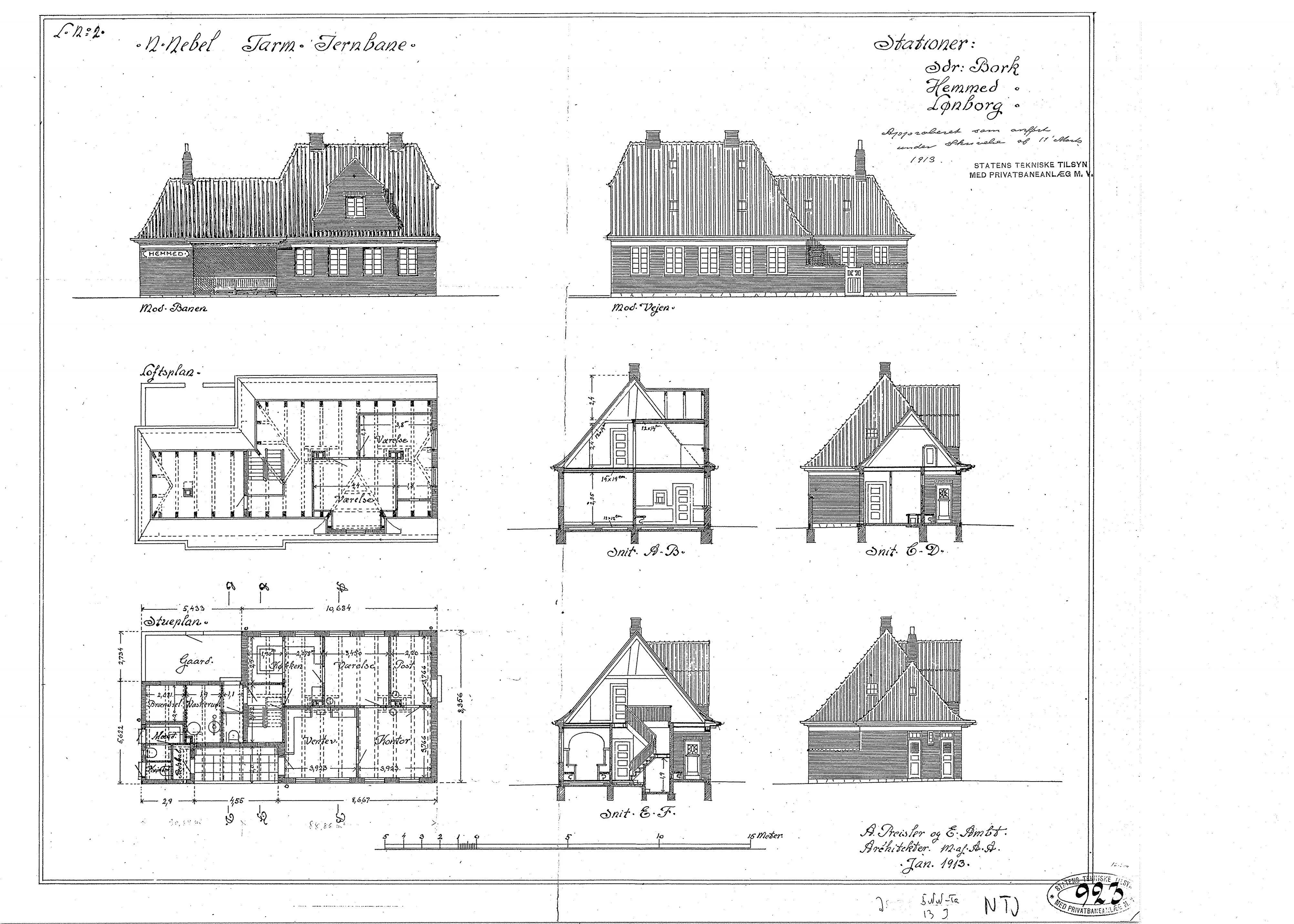 Tegning af Hemmet Station. Tegning af Hemmet Station.