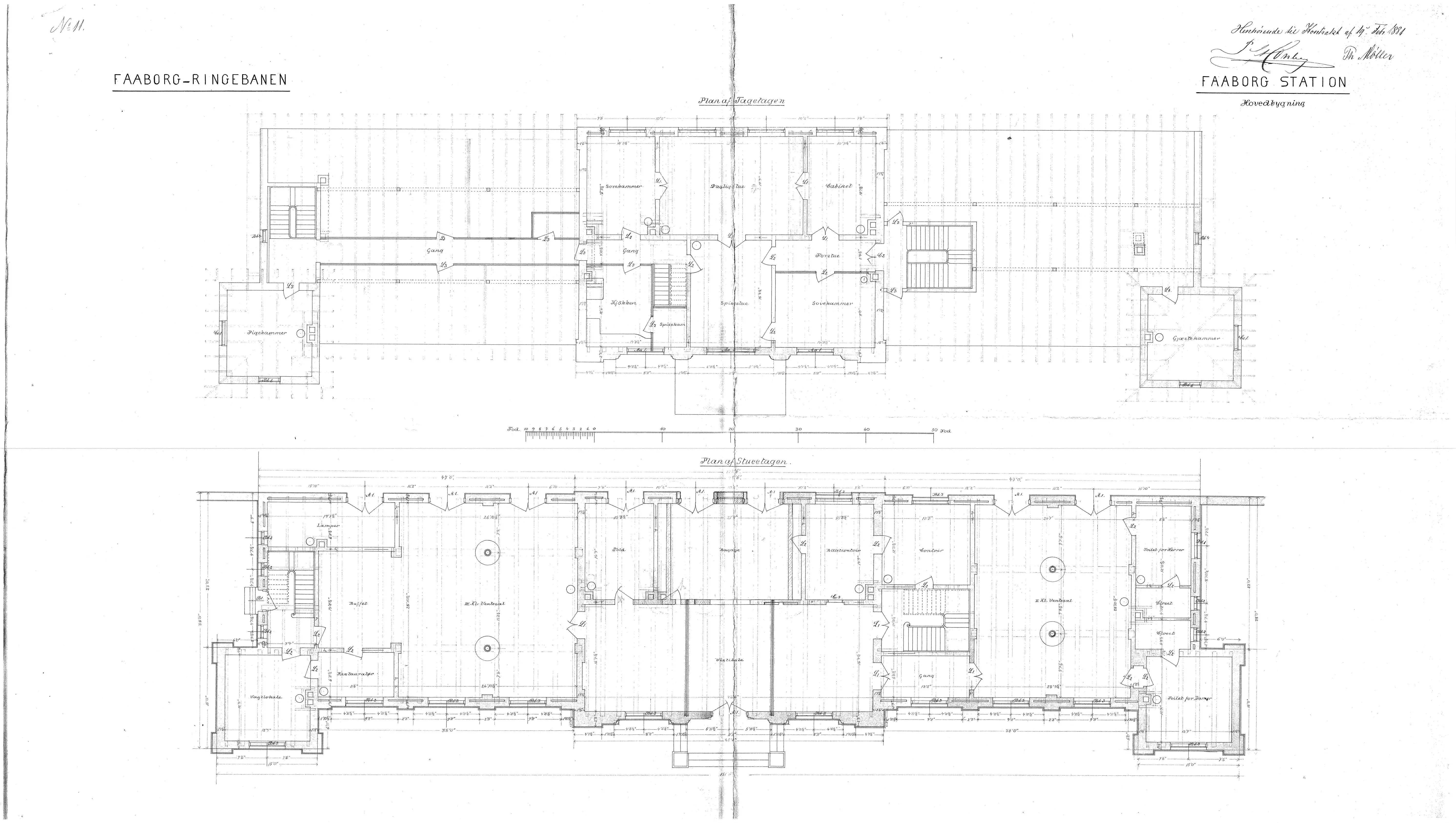 Tegning af Faaborg Station. Tegning af Faaborg Station.