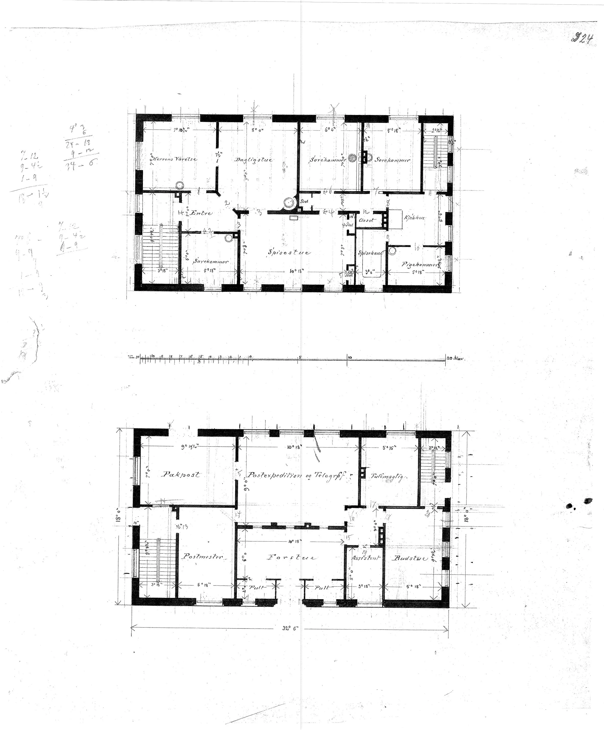 Tegning af Posthus ved Faaborg Station. Tegning af Posthus ved Faaborg Station.