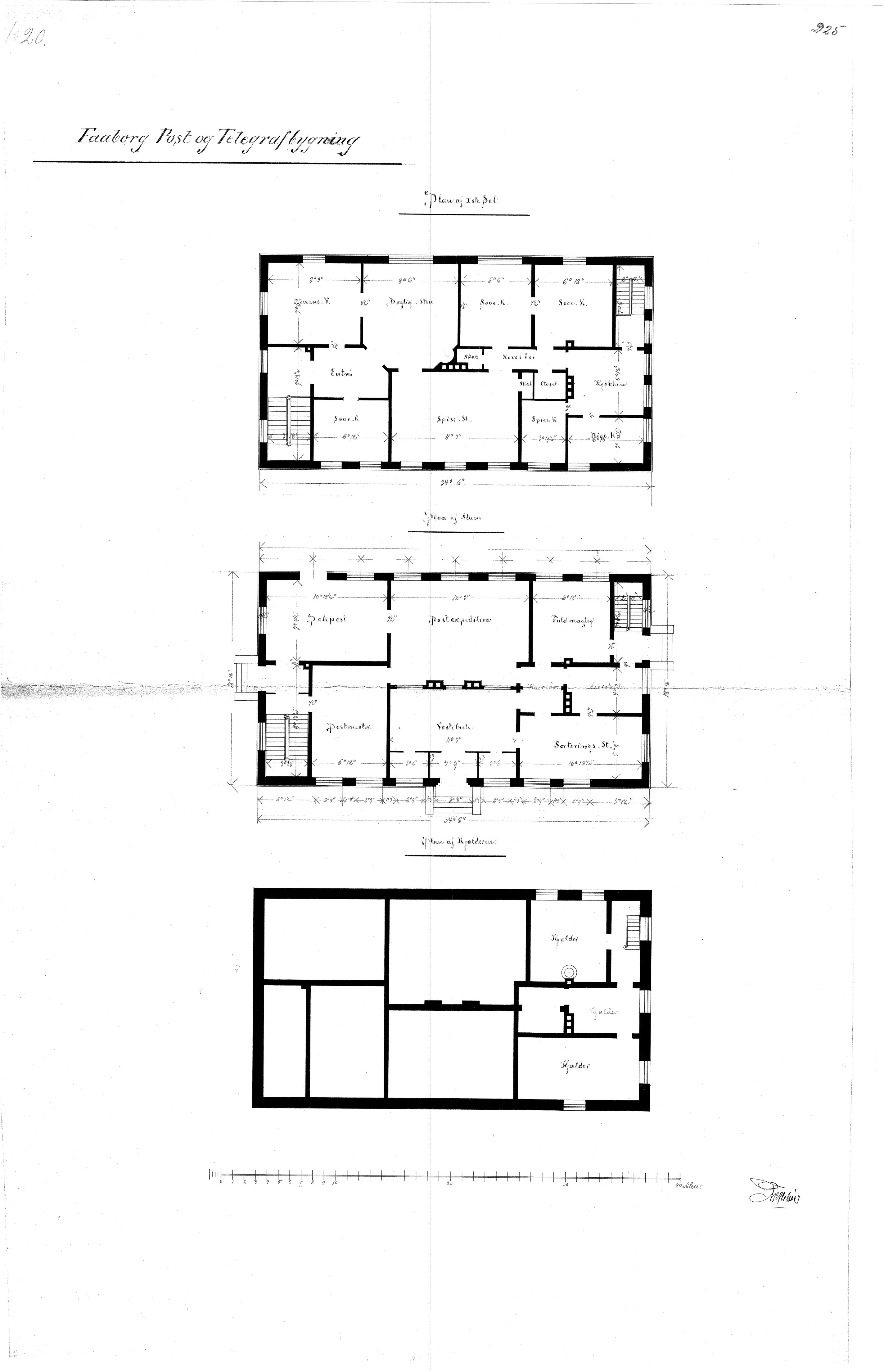 Tegning af Posthus ved Faaborg Station. Tegning af Posthus ved Faaborg Station.