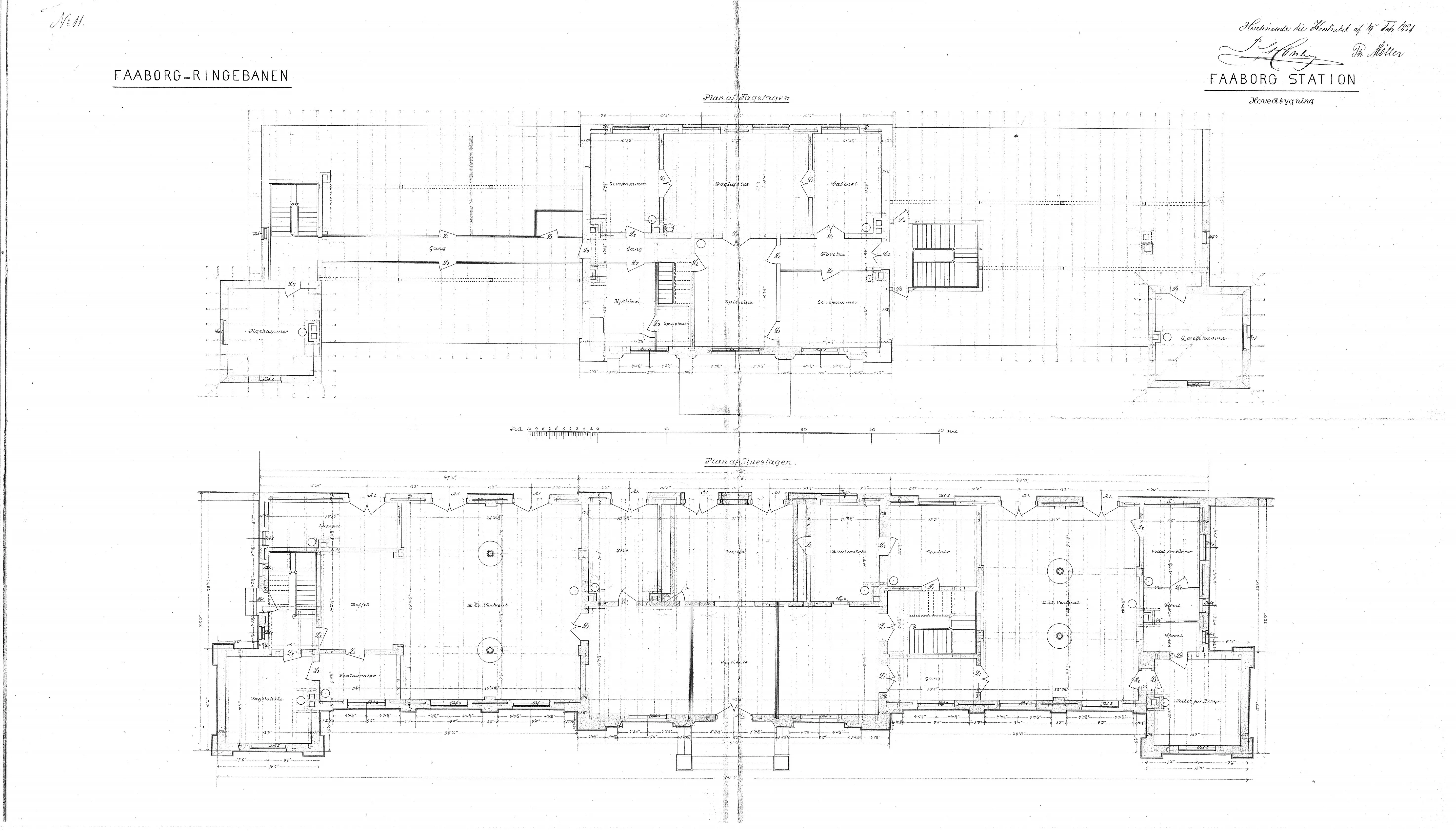 Tegning af Faaborg Station. Tegning af Faaborg Station.