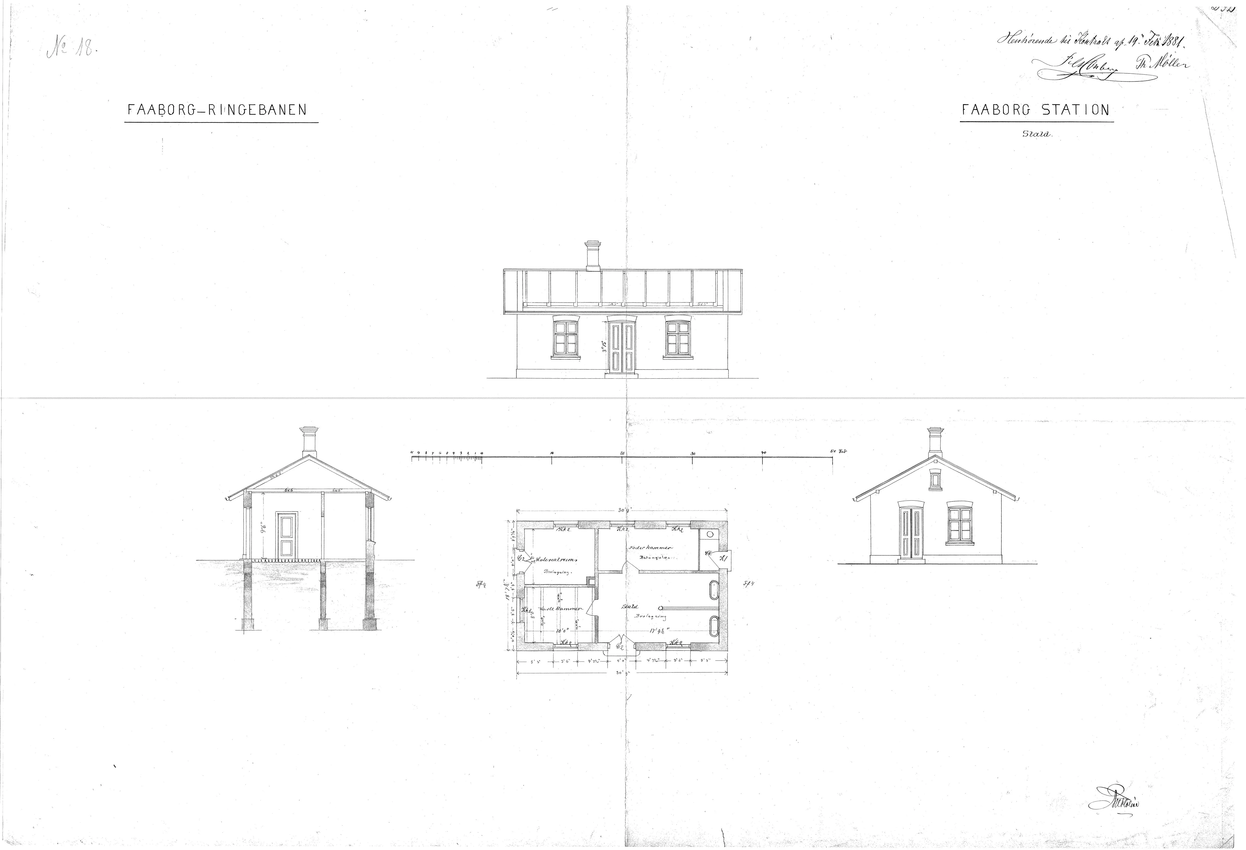 Tegning af Stald ved Faaborg Station. Tegning af Stald ved Faaborg Station.