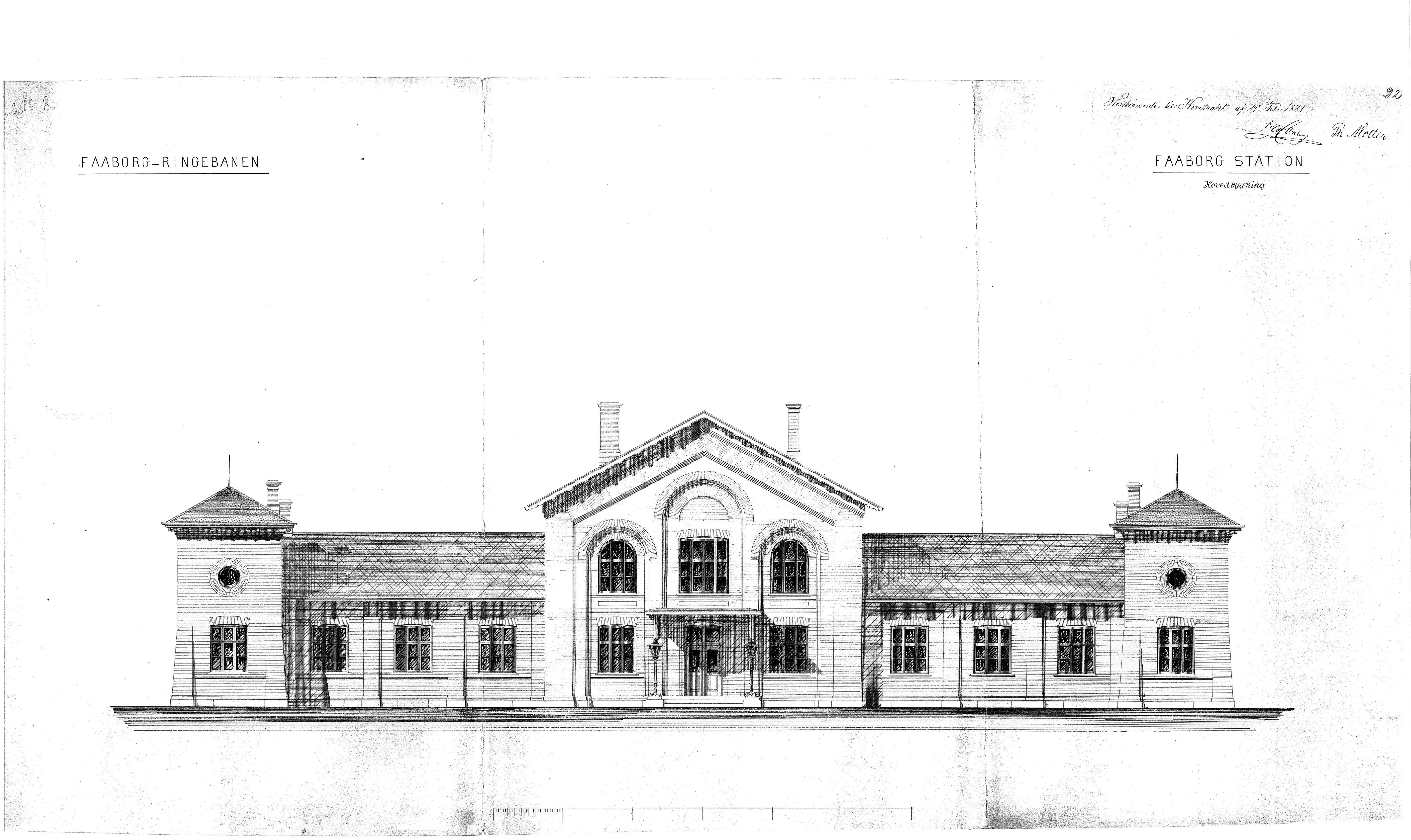 Tegning af Faaborg Station. Tegning af Faaborg Station.