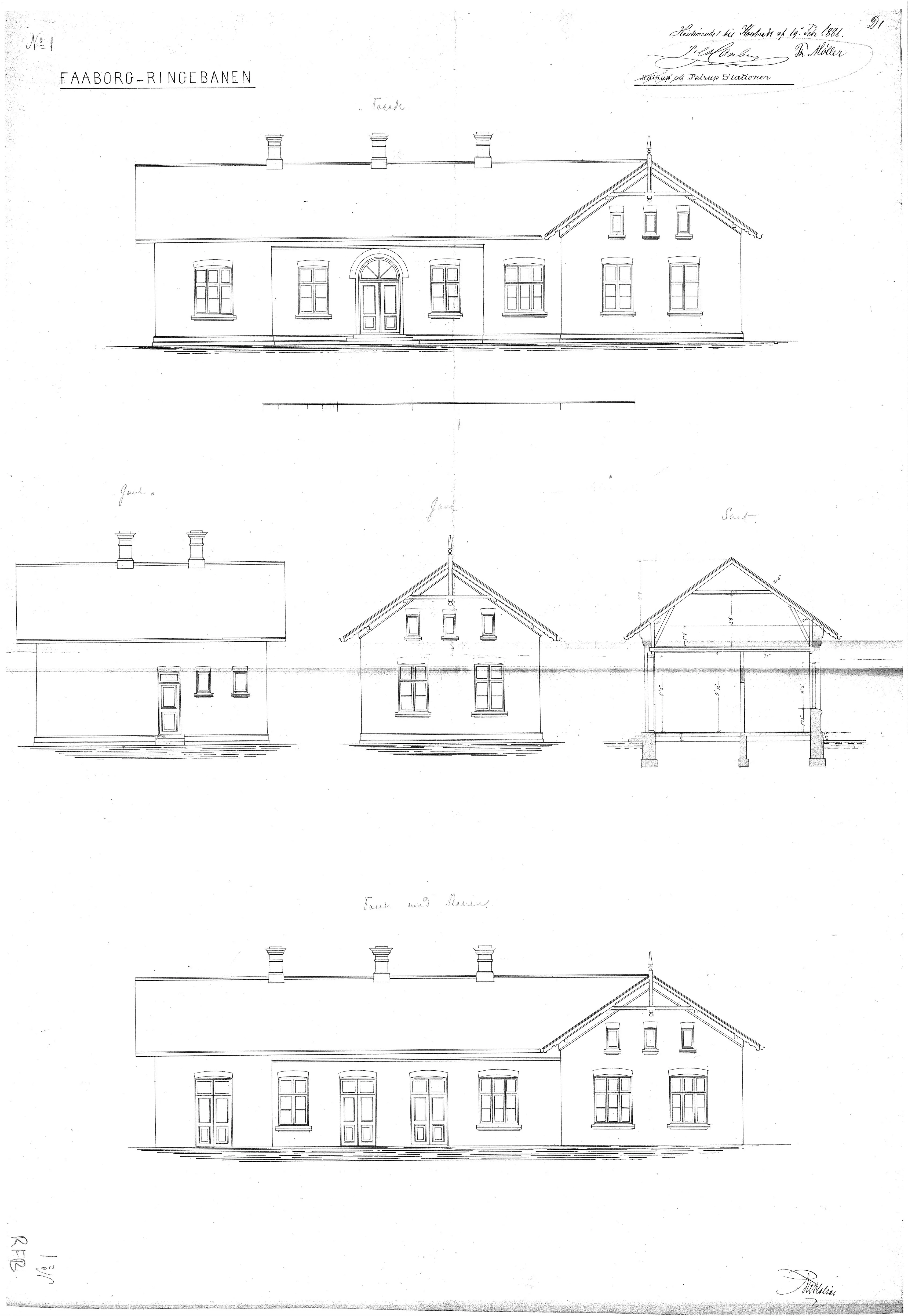 Tegning af Højrup Station. Tegning af Højrup Station.