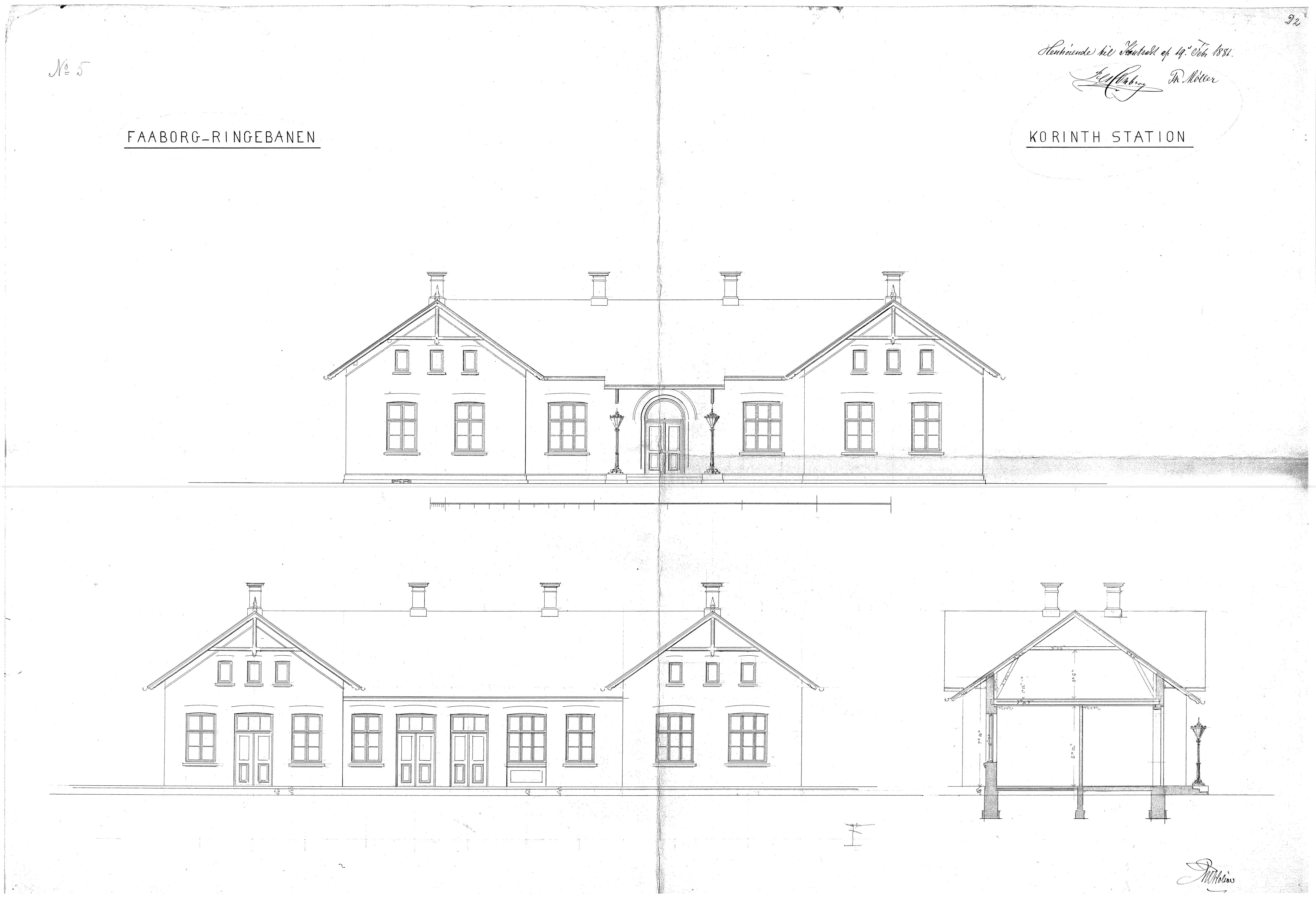 Tegning af Korinth Station. Tegning af Korinth Station.