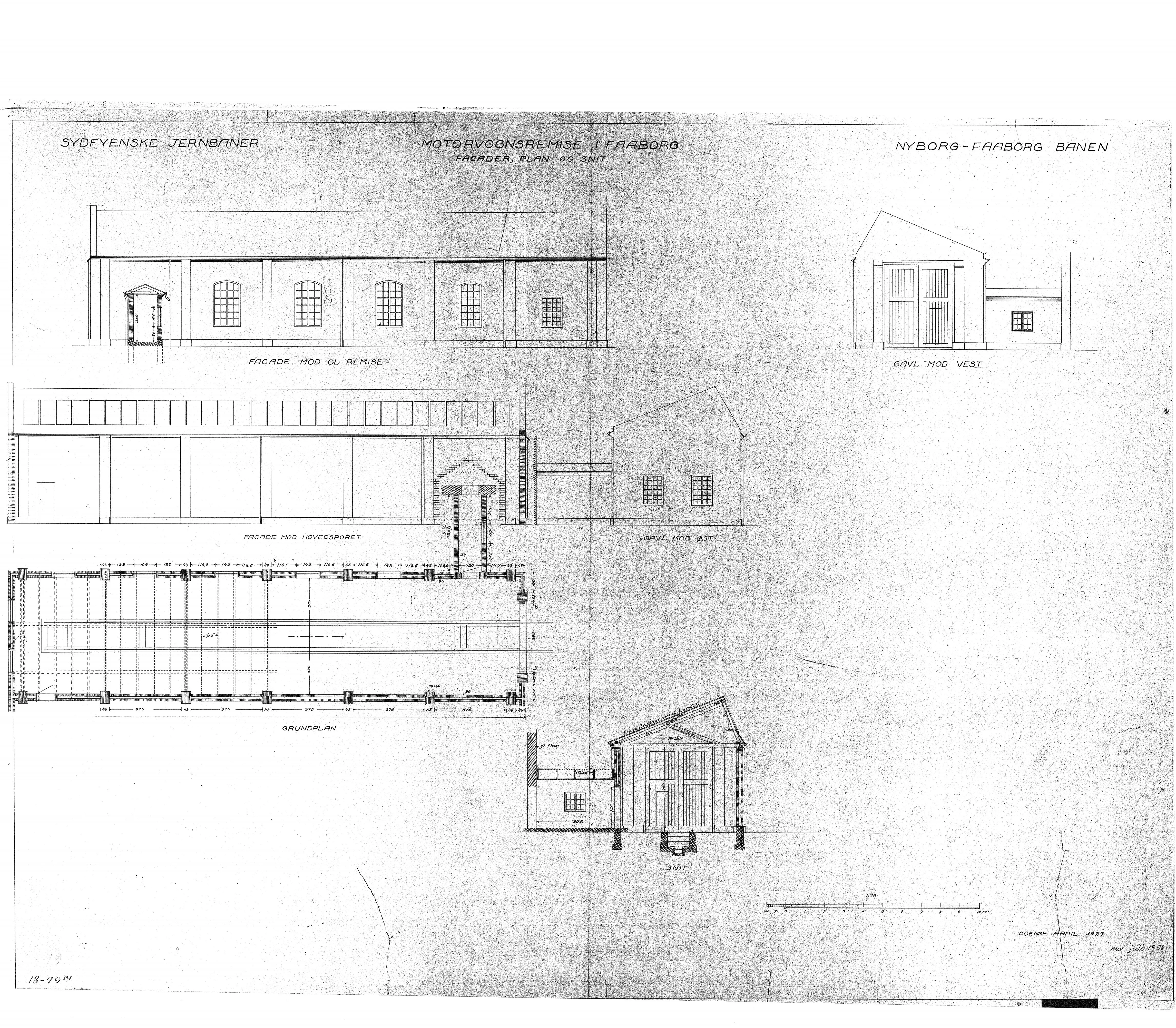 Tegning af Motorvognsremise ved Faaborg Station. Tegning af Motorvognsremise ved Faaborg Station.