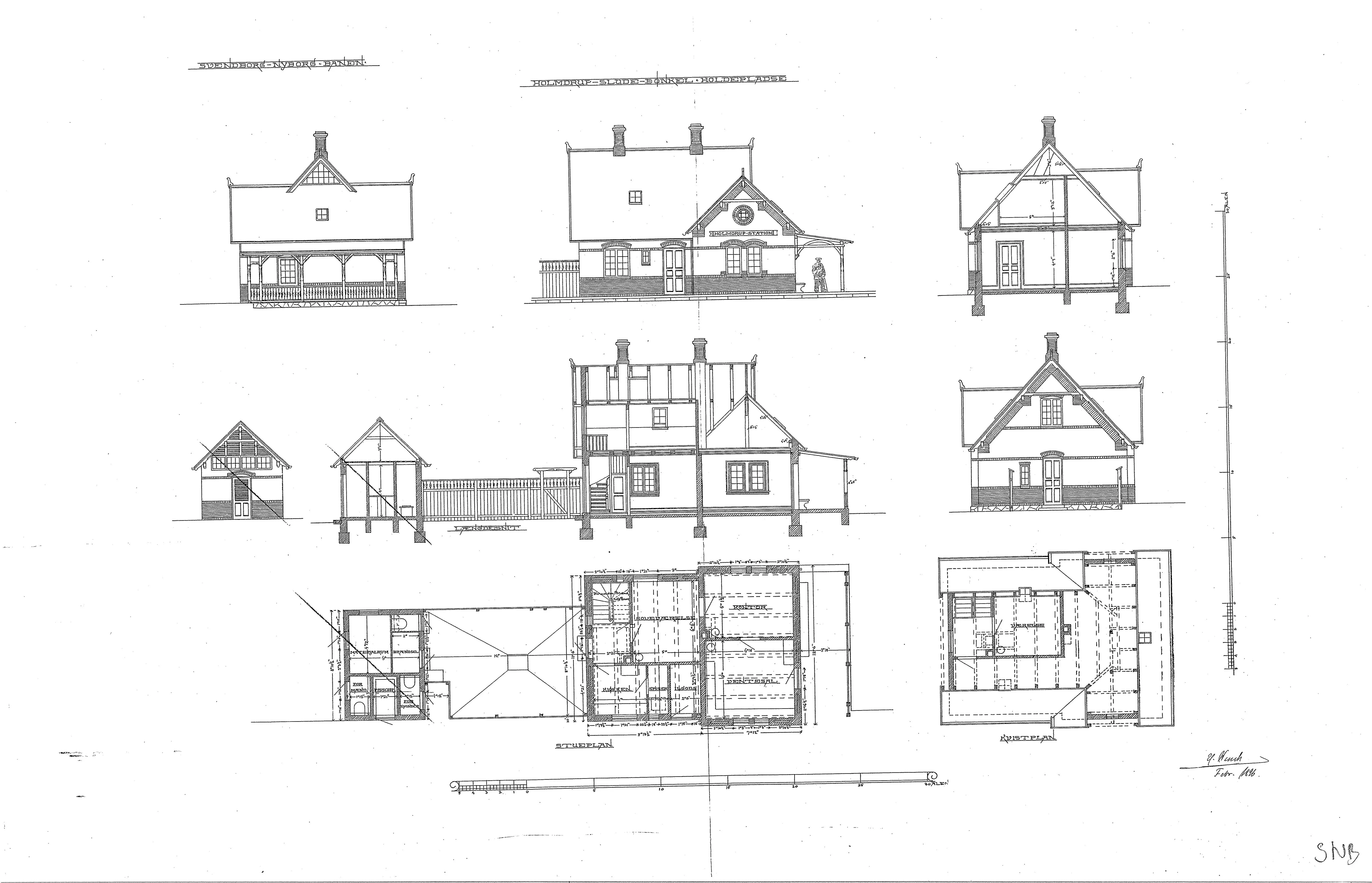 Tegning af Holmdrup Holdeplads. Tegning af Holmdrup Holdeplads.