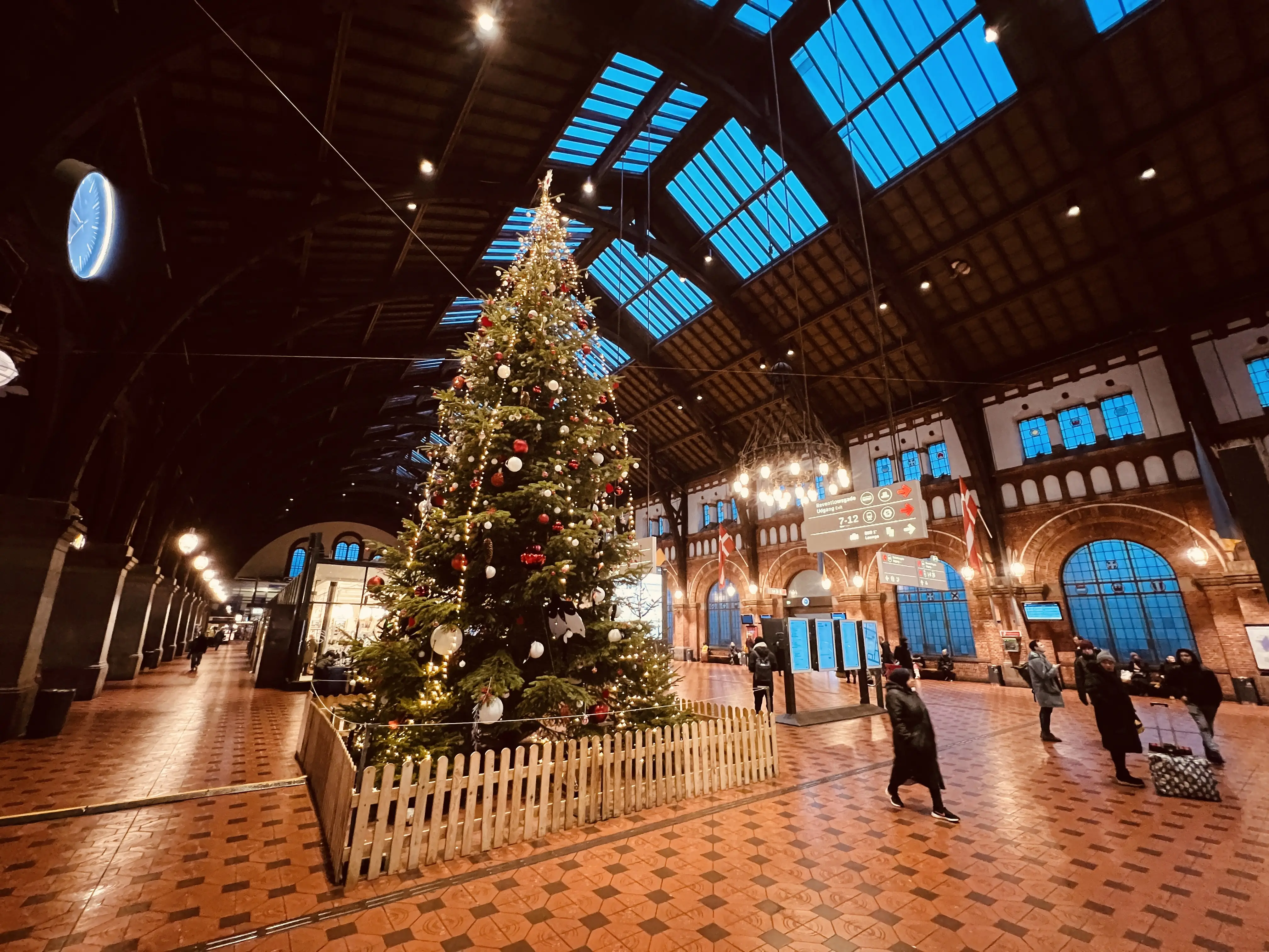 Billede af København Hovedbanegård med juletræ - julen 2022. Billede af København Hovedbanegård med juletræ - julen 2022.