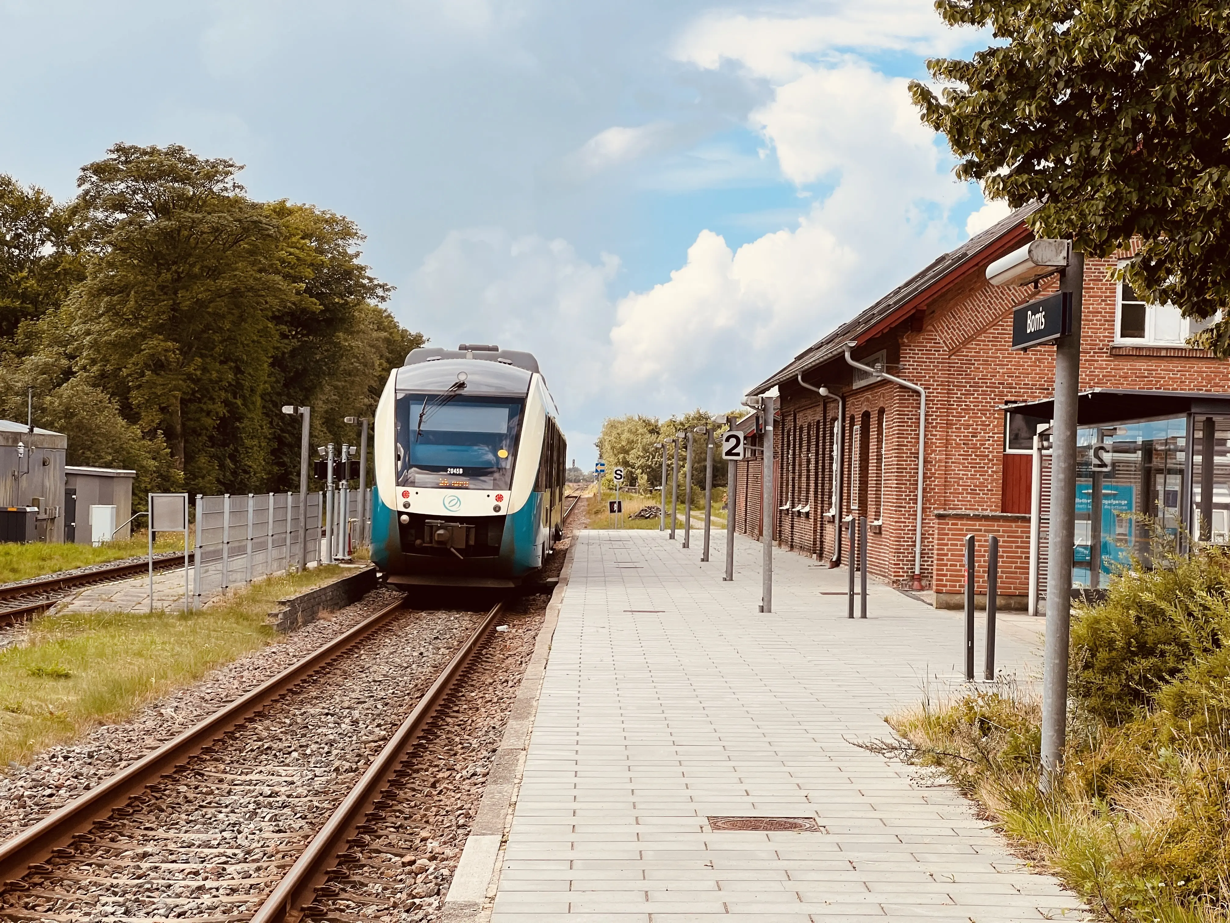 Billede af tog ud for Borris Station.