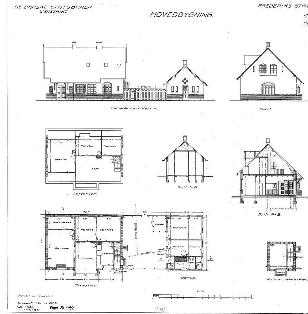Tegning af Frederiks Holdeplads. Tegning af Frederiks Holdeplads.