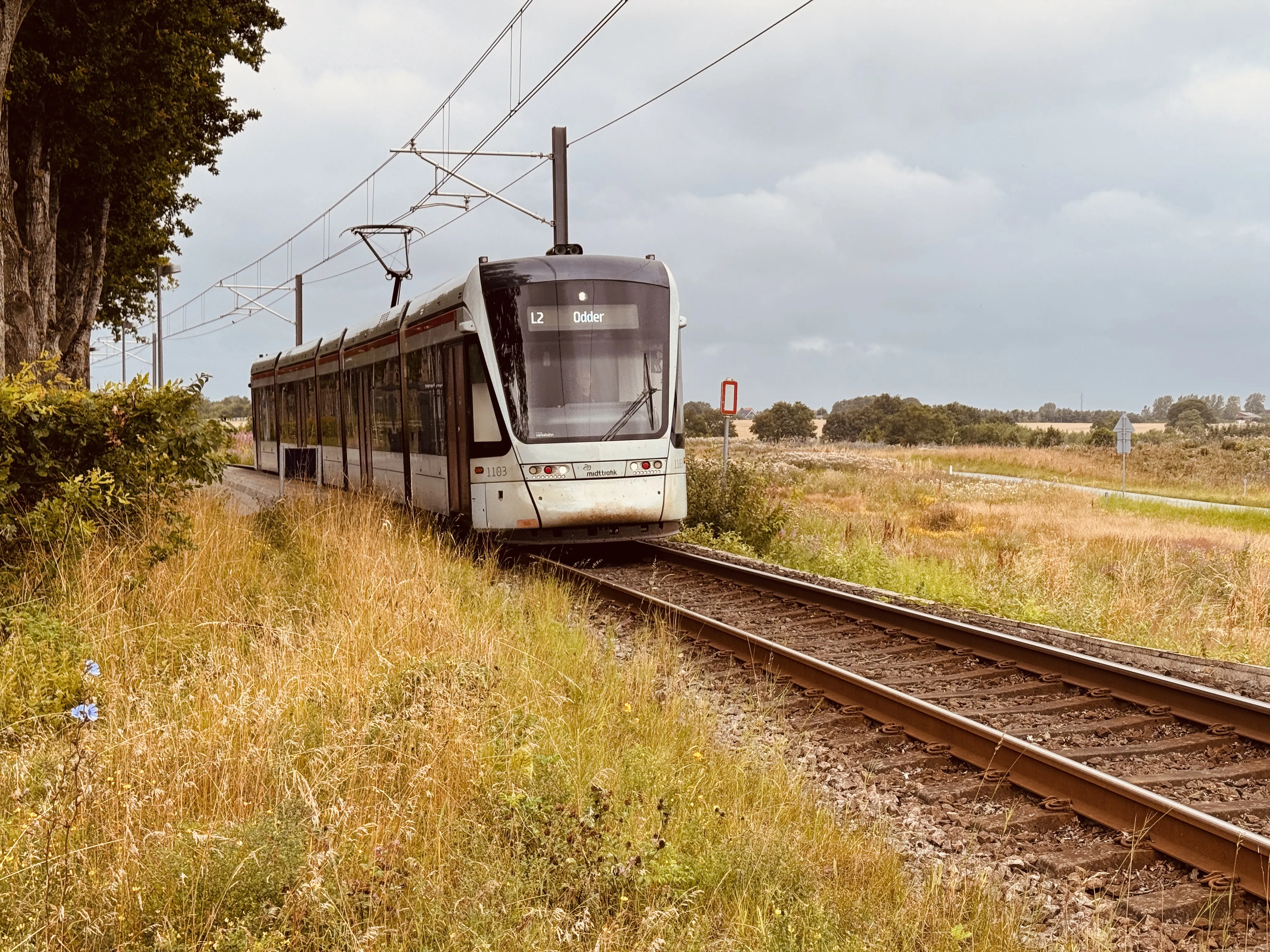 Billede af Aarhus Letbane togsæt 1103 fotograferet ud for Nørrevænget Letbanestation.