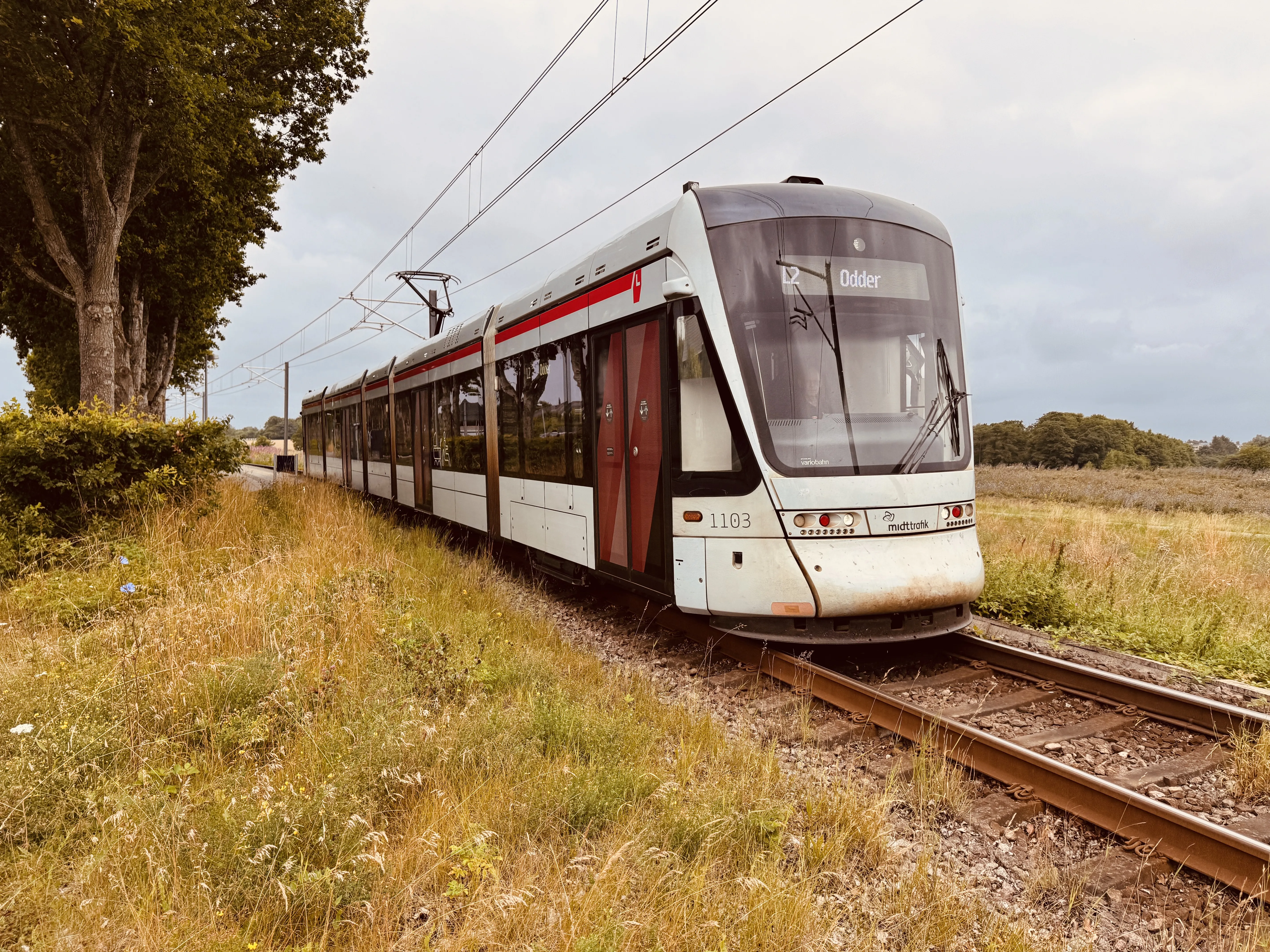 Billede af Aarhus Letbane togsæt 1103 fotograferet ud for Nørrevænget Letbanestation.